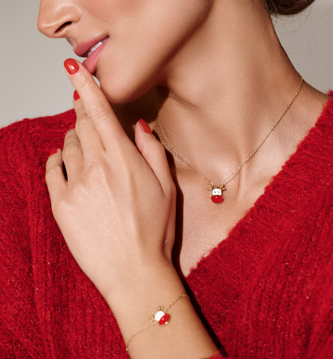 Zestaw świątecznej biżuterii z reniferami ZN0064 - By Dziubeka