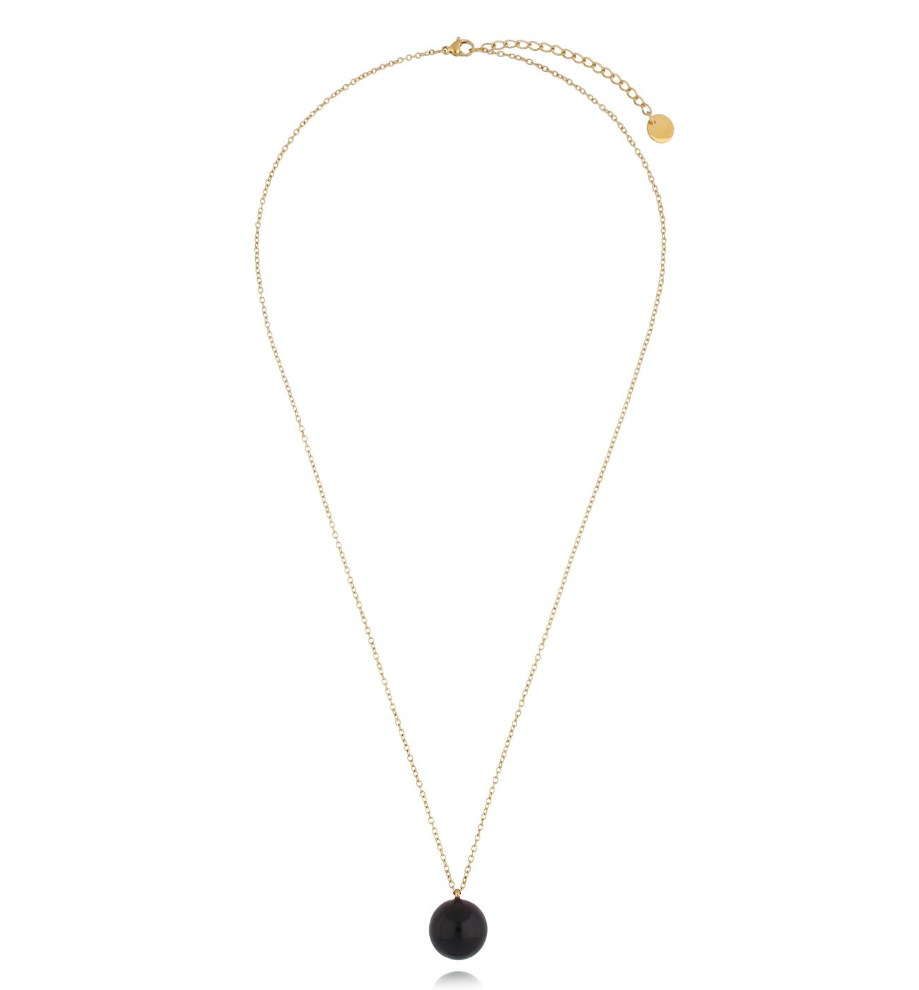 Naszyjnik z czarną kulką złoty - By Dziubeka