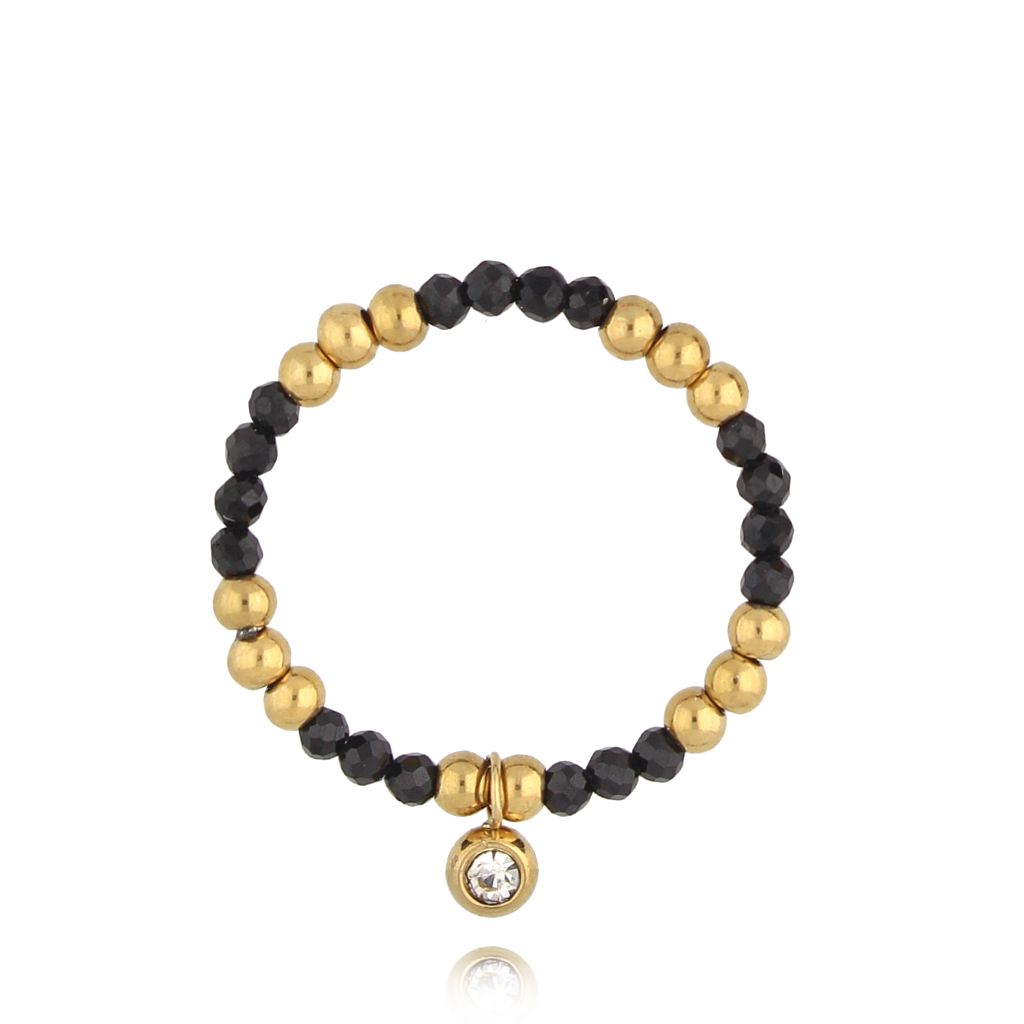 Pierścionek czarny z agatami Black Magic PSC0563 - By Dziubeka