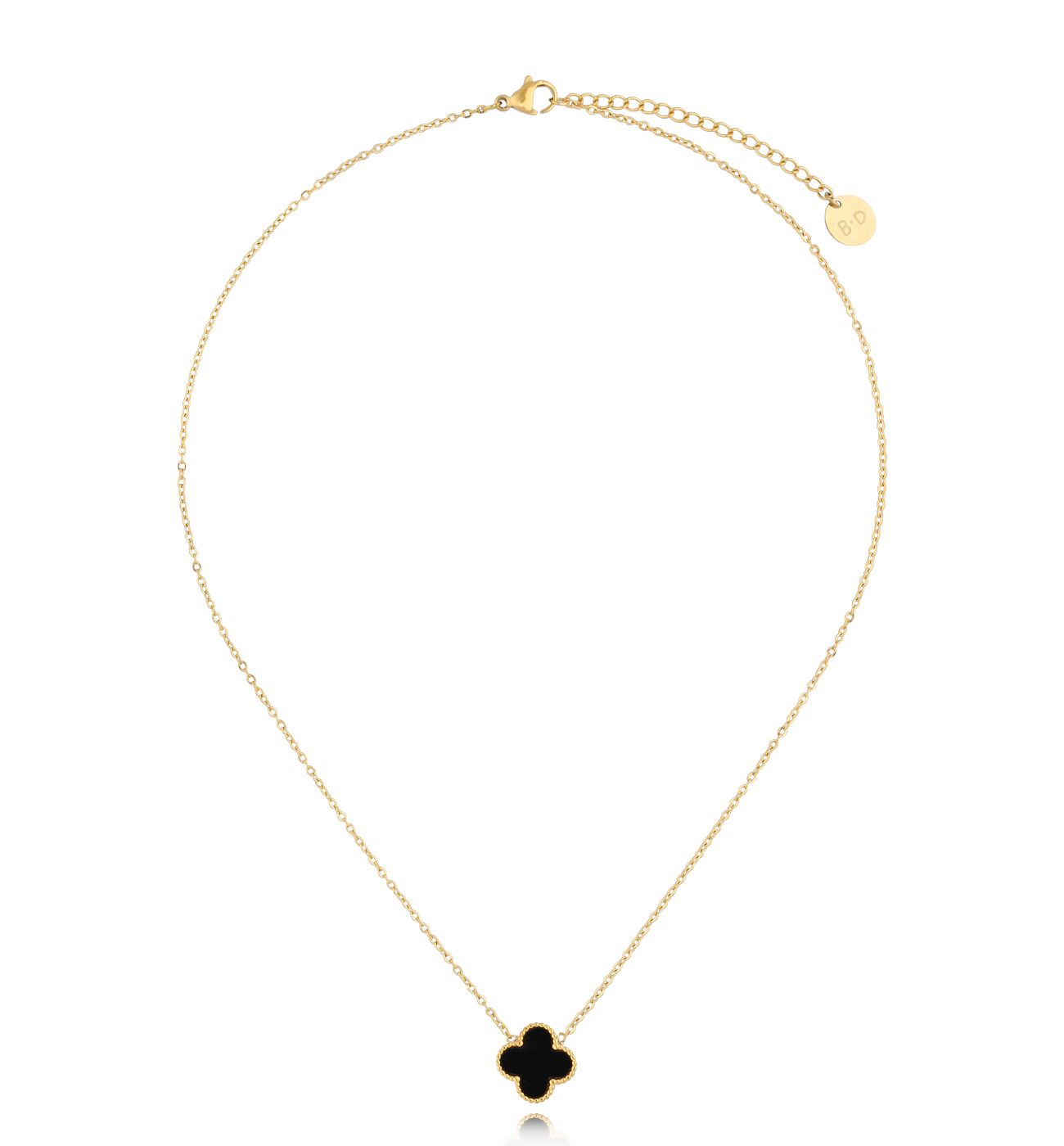 Naszyjnik z czarną koniczynką Clover NSY0210 - By Dziubeka