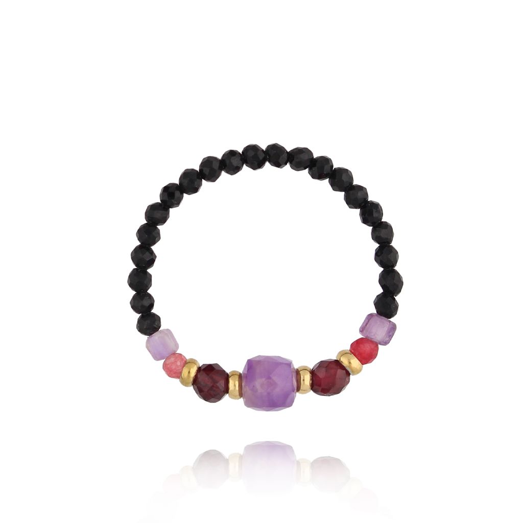 Pierścionek z ametystami i turmalinami PTW0425