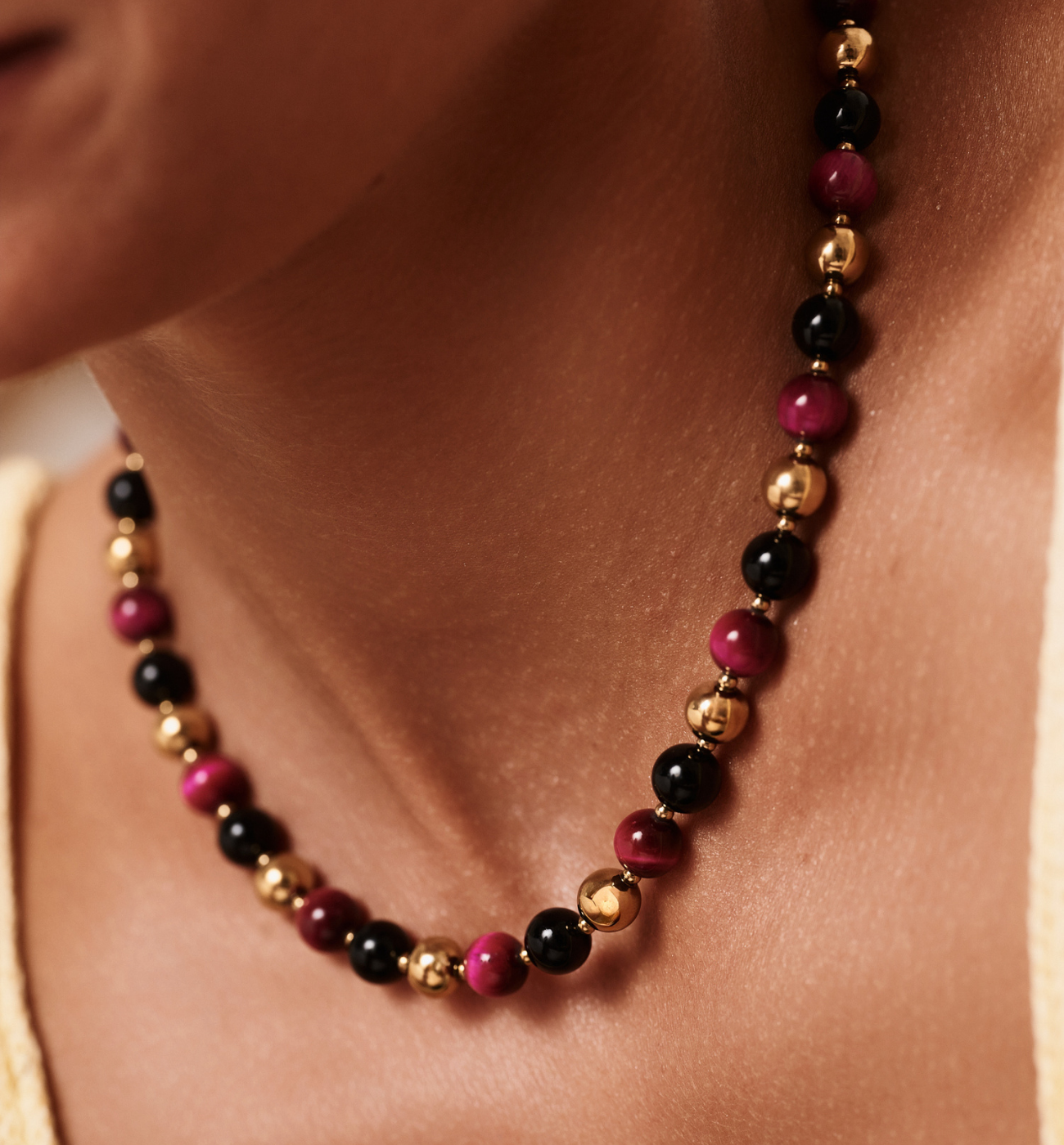 Naszyjnik z agatami i tygrysim okiem - By Dziubeka