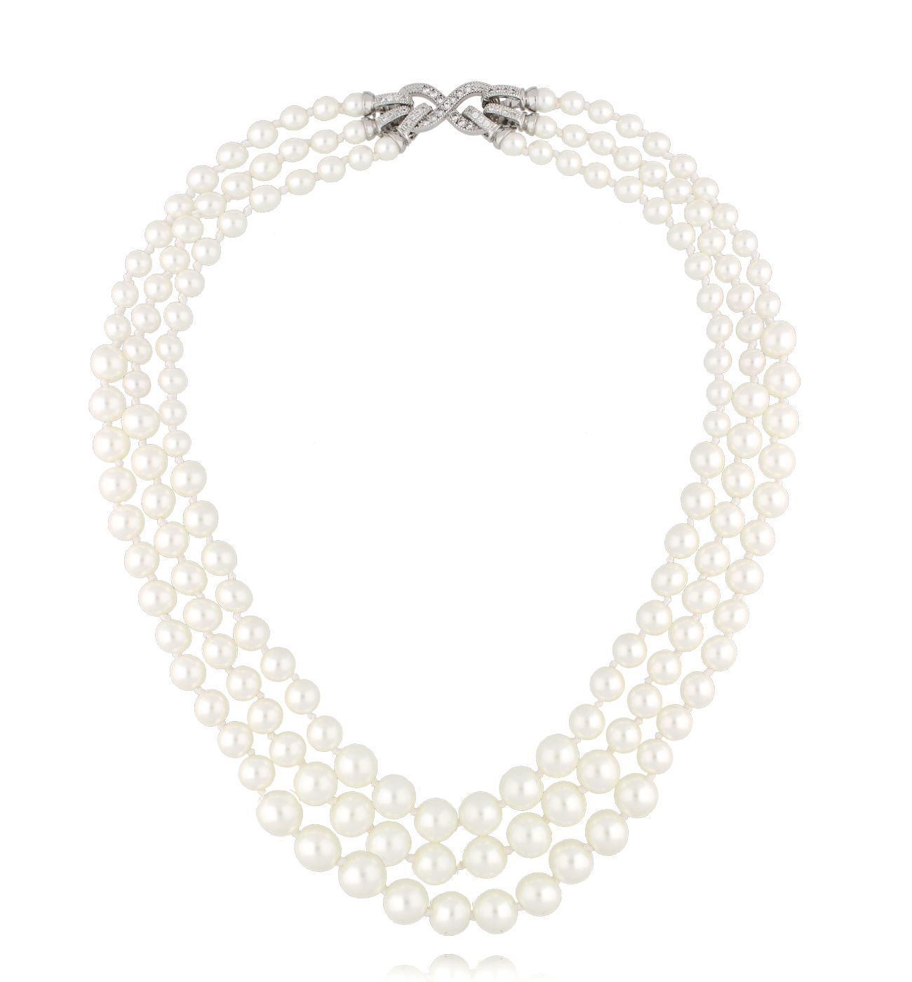 Naszyjnik z perłami potrójny NPE0232