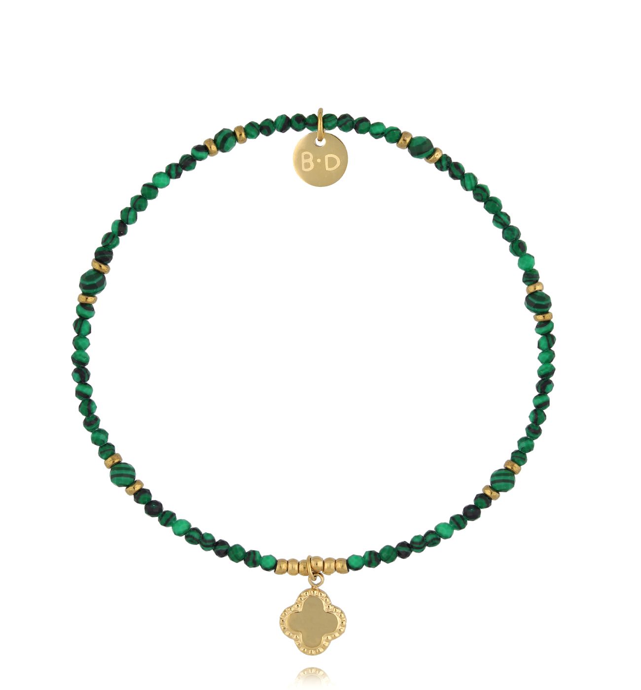 Bransoletka zielona z koniczynką - By Dziubeka