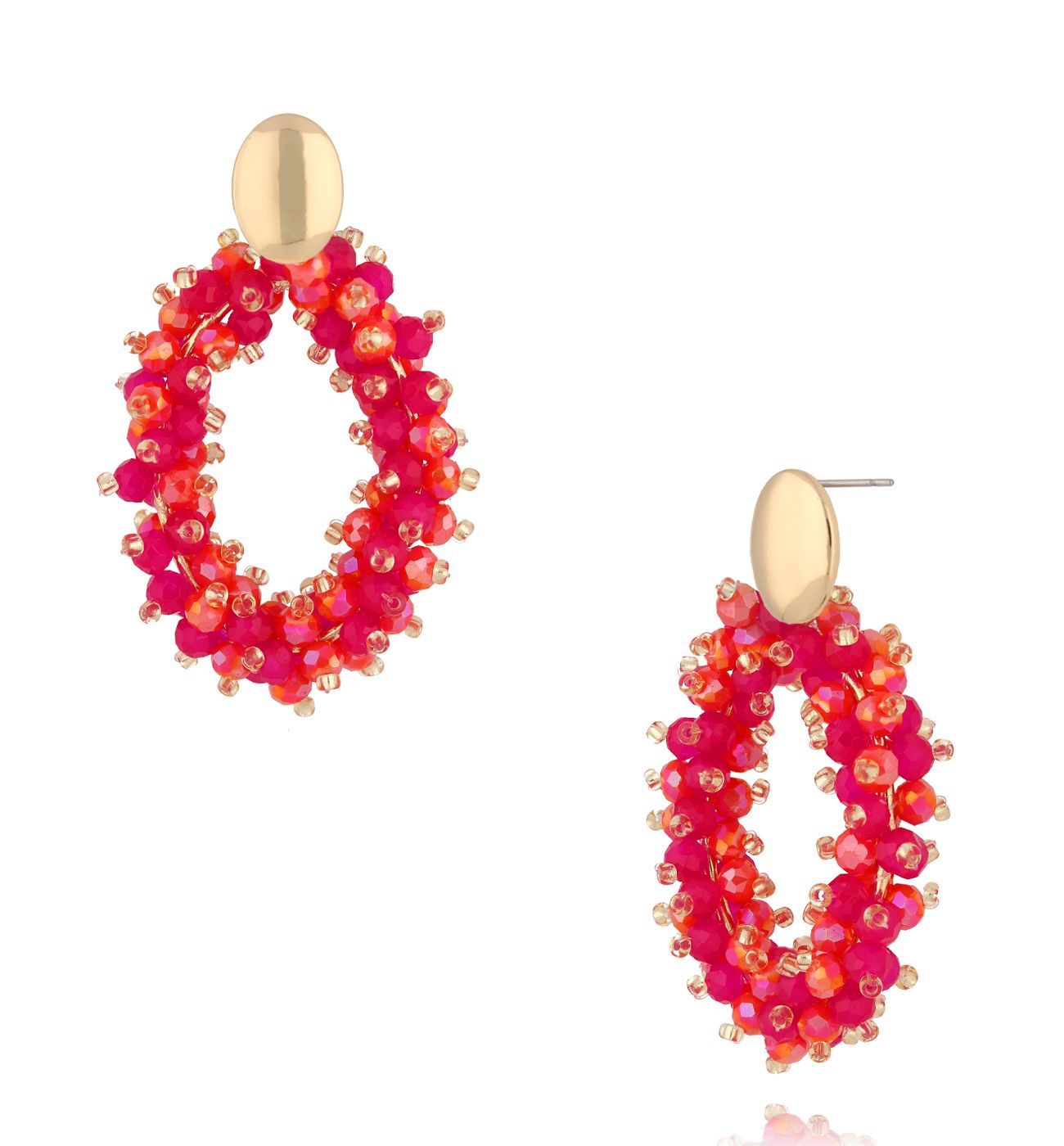 Kolczyki z czerwonymi i fuksjowymi kryształkami KWE0273