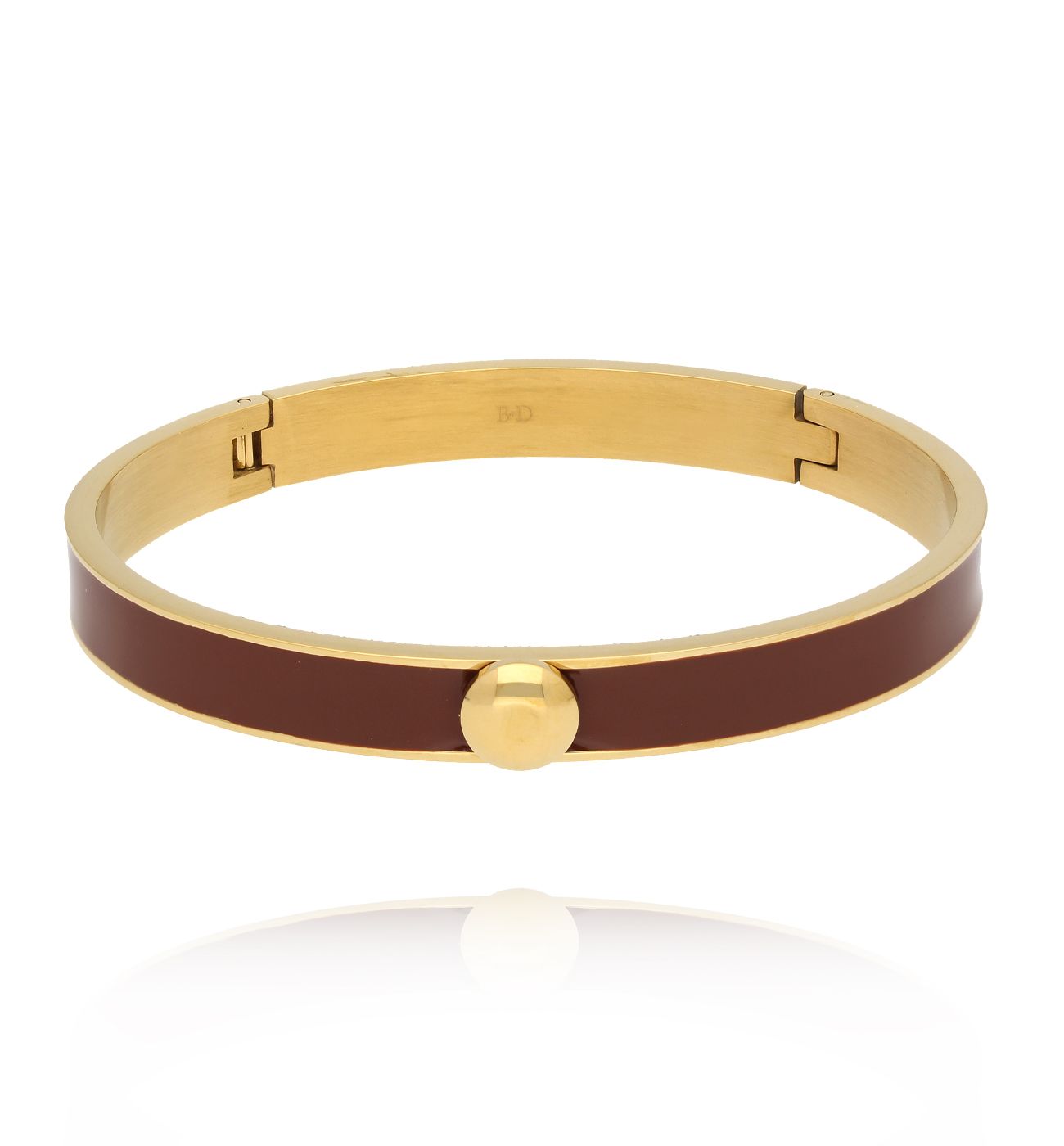Bransoletka obręcz z brązową emalią Secret Garden - By Dziubeka