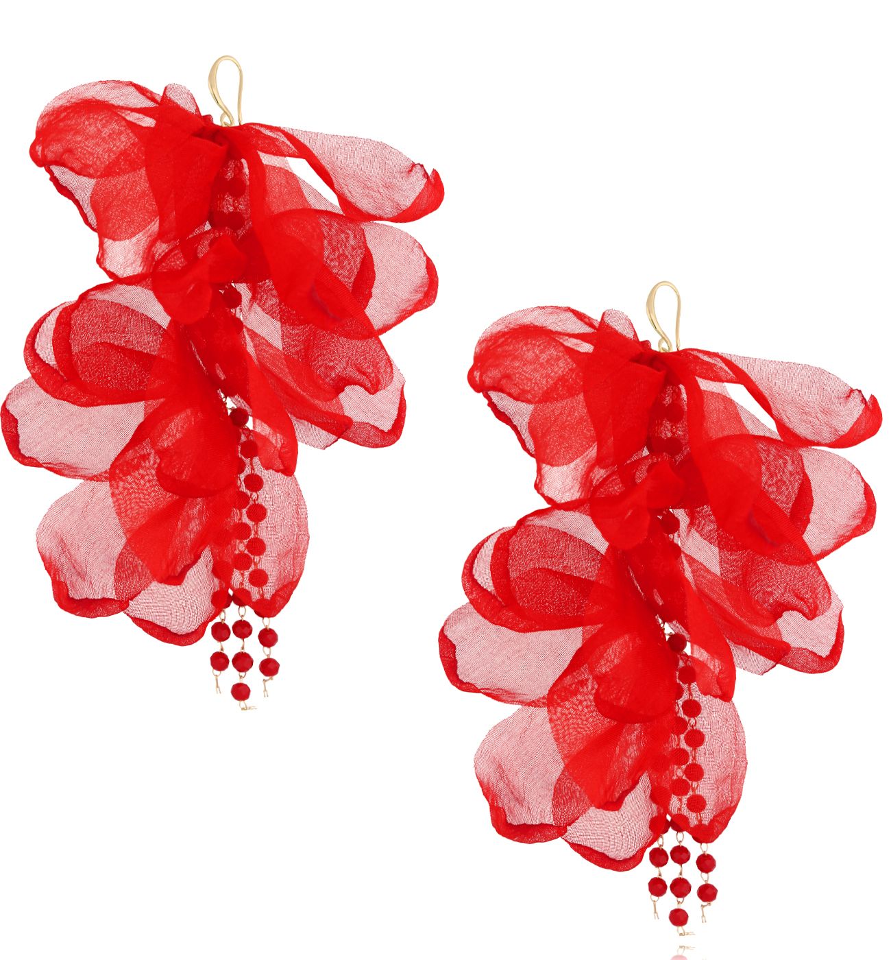 Kolczyki czerwone z kryształkami - By Dziubeka