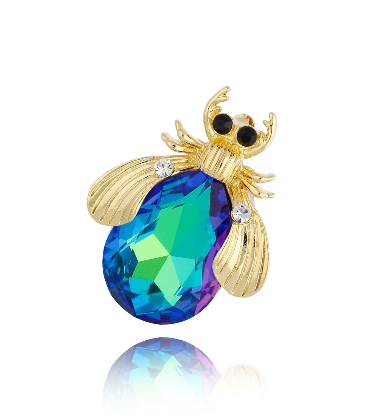 Broszka z niebieskim żuczkiem Midnight Blue Green - By Dziubeka