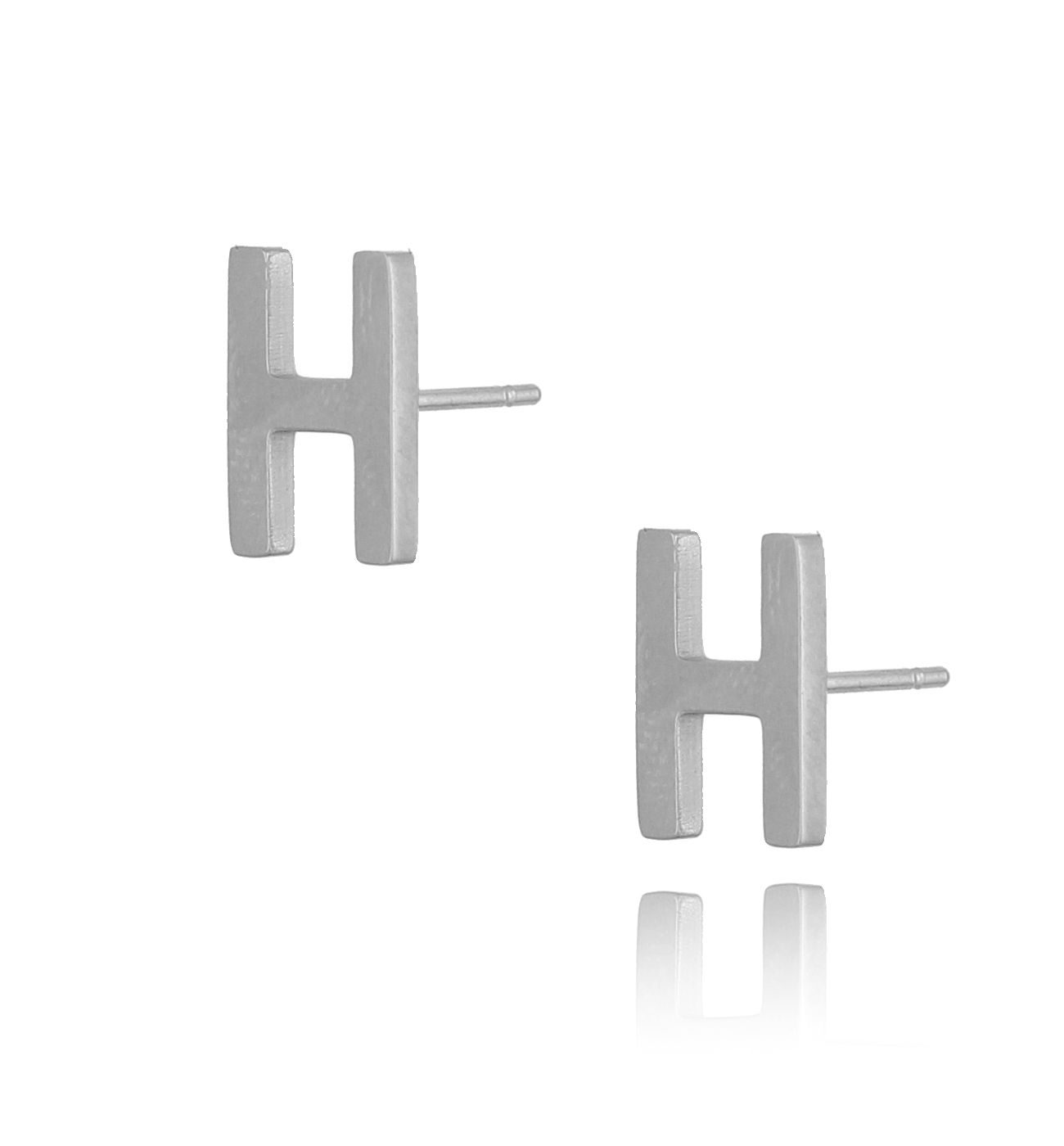 Kolczyki wkrętki srebrne z literką H KAT0051