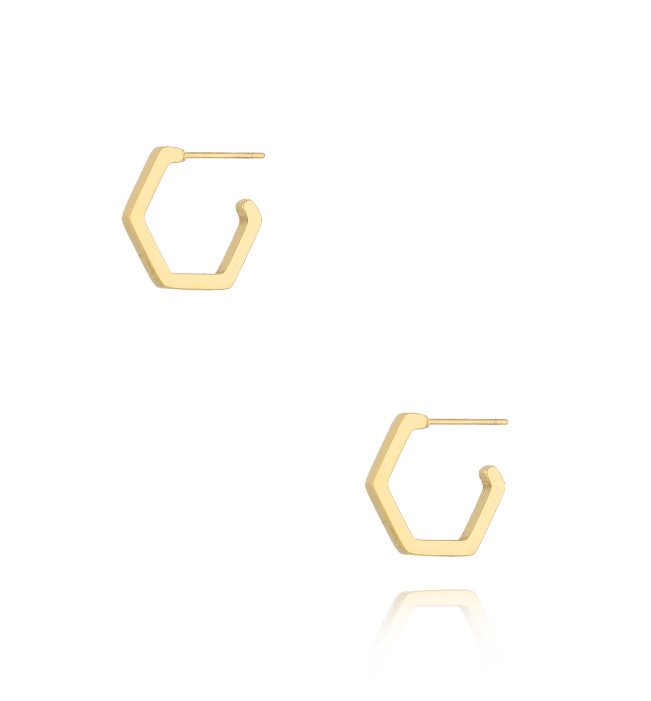 Kolczyki sześciokąty złote małe Hexagon - By Dziubeka