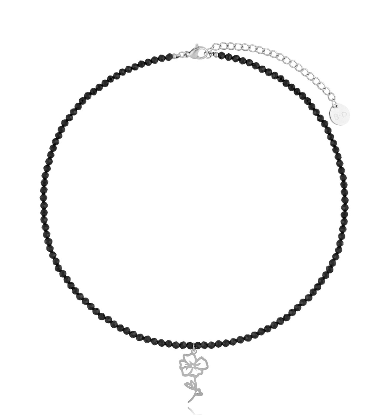 Naszyjnik z turmalinami i srebrnym kwiatuszkiem Izabel NTW1151