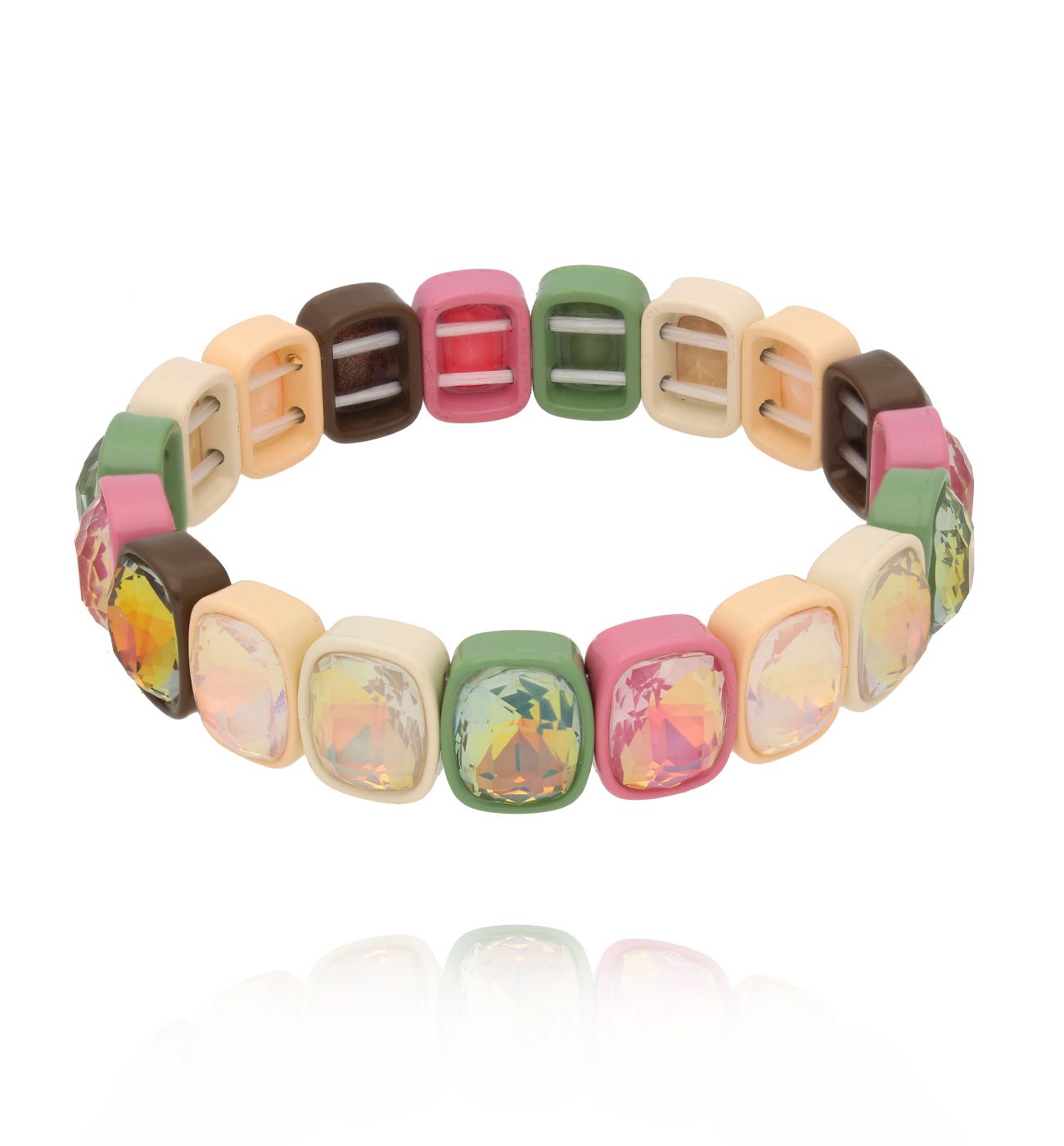 Bransoletka z dużymi kryształami w pastelowych oprawkach BCR0007