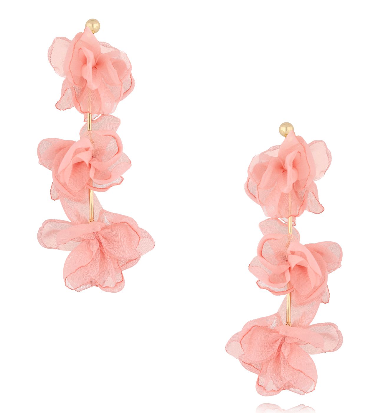 Kolczyki różowe długie materiałowe - By Dziubeka