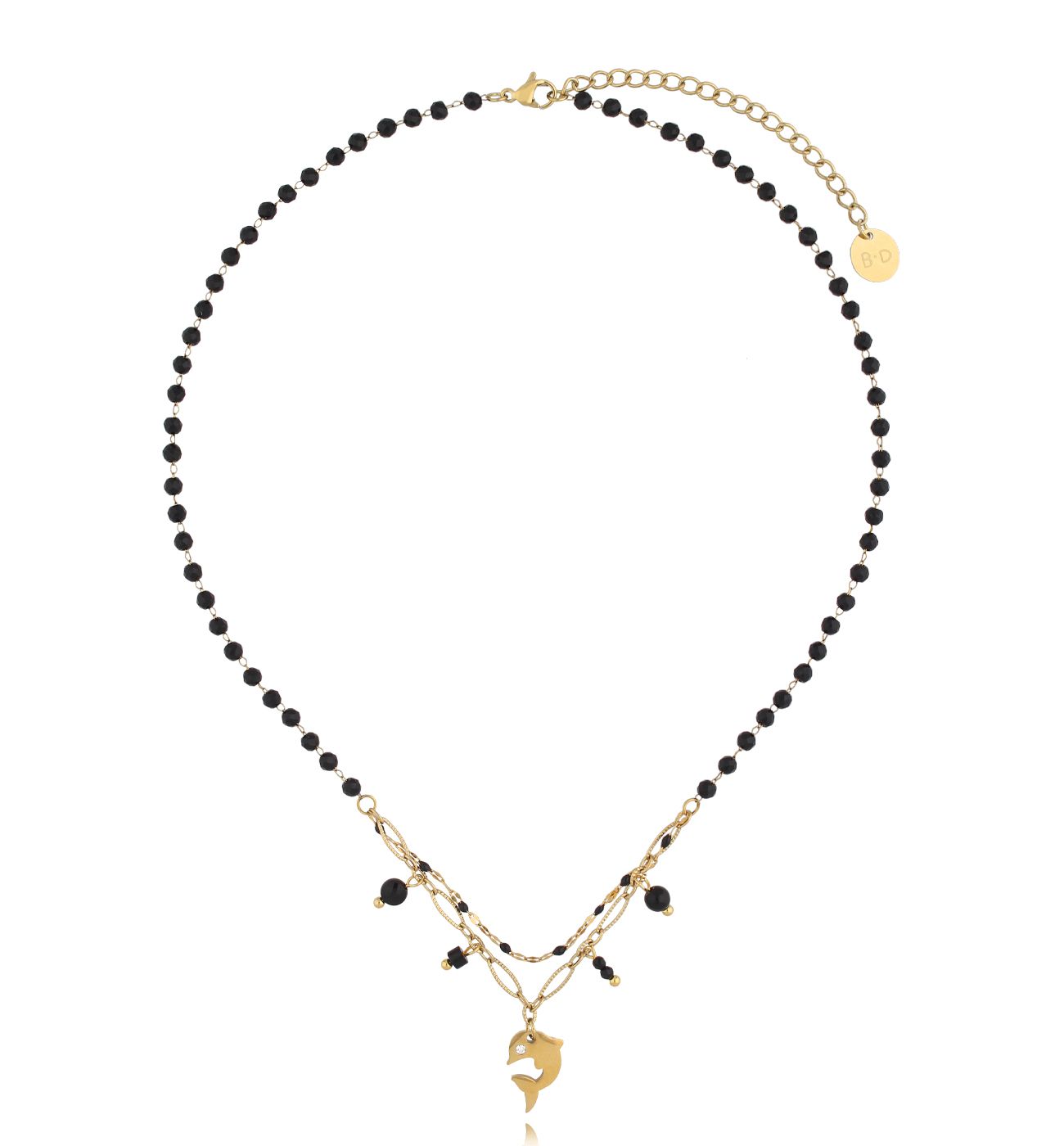 Naszyjnik złoto czarny z delfinem Séverine NSY0200 - By Dziubeka