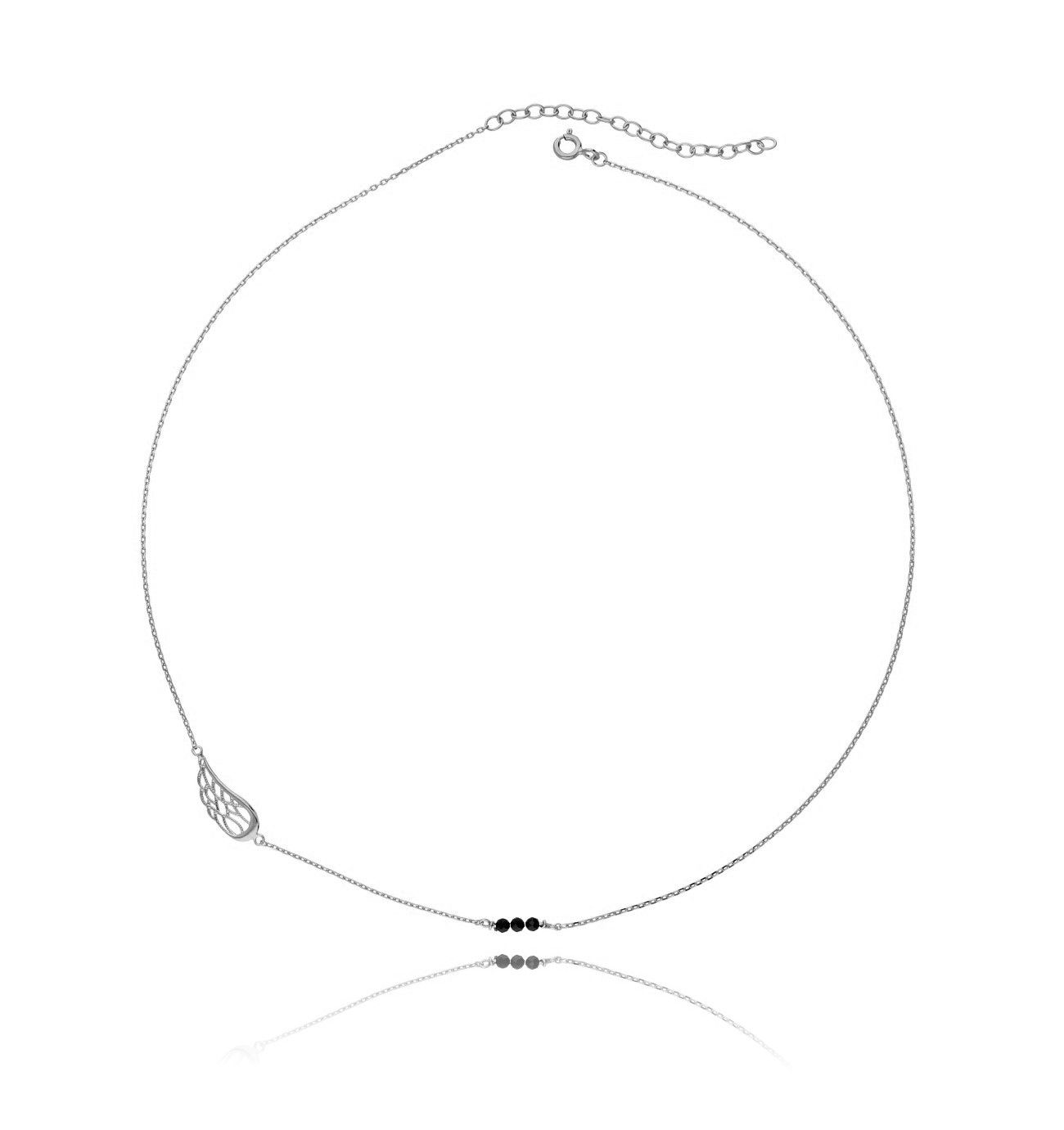 Naszyjnik srebrny ze skrzydłem i kryształkami NSE0009