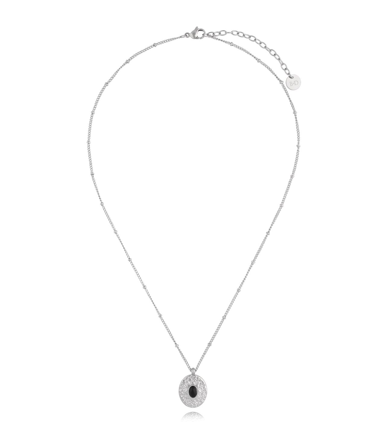 Naszyjnik srebrny krótki z czarnym agatem Dazzle NSA0943