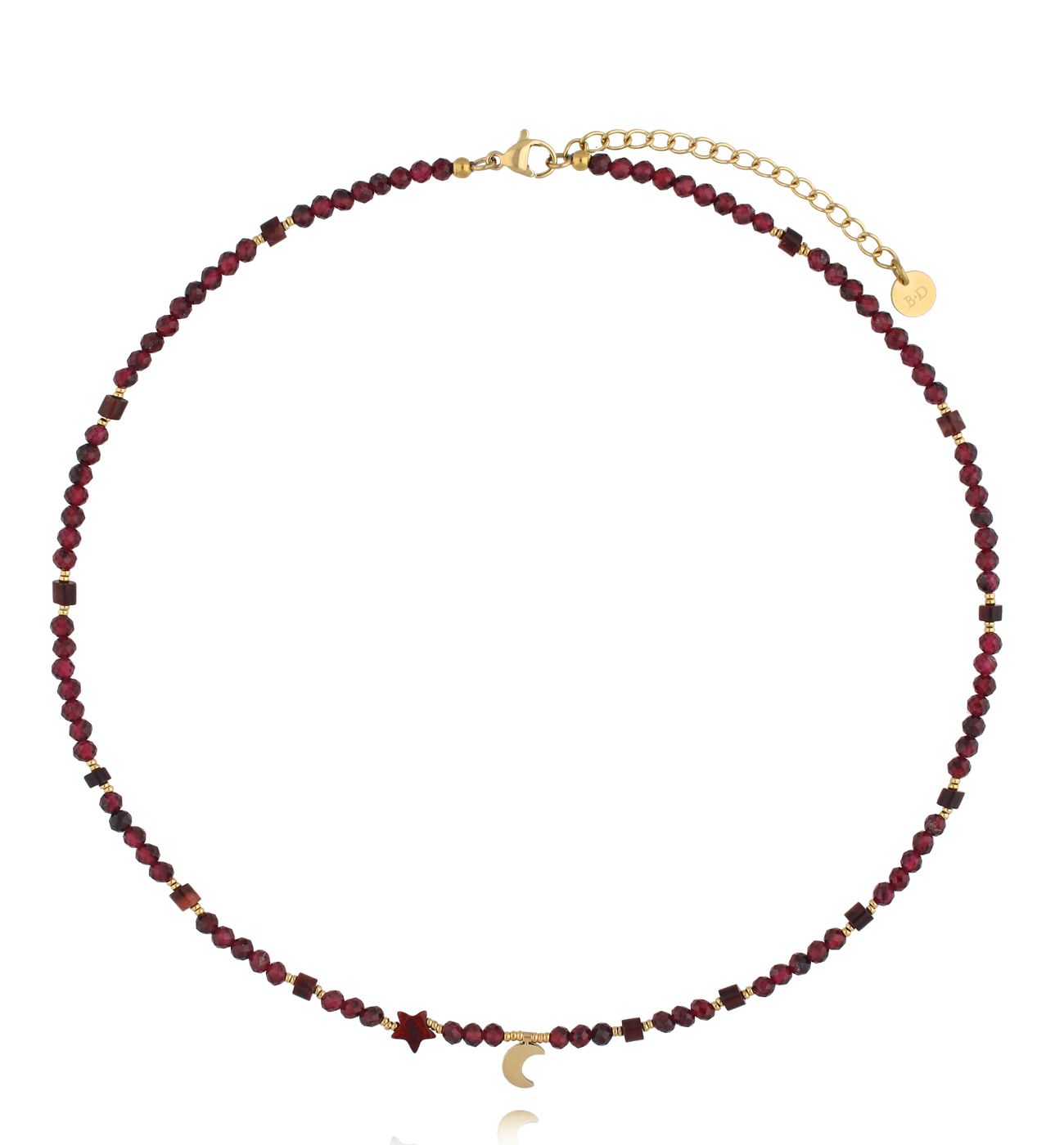 Naszyjnik bordowy z księżycem - By Dziubeka