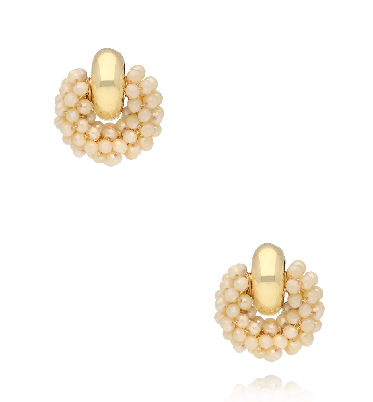 Kolczyki z beżowymi kryształkami KWE0171