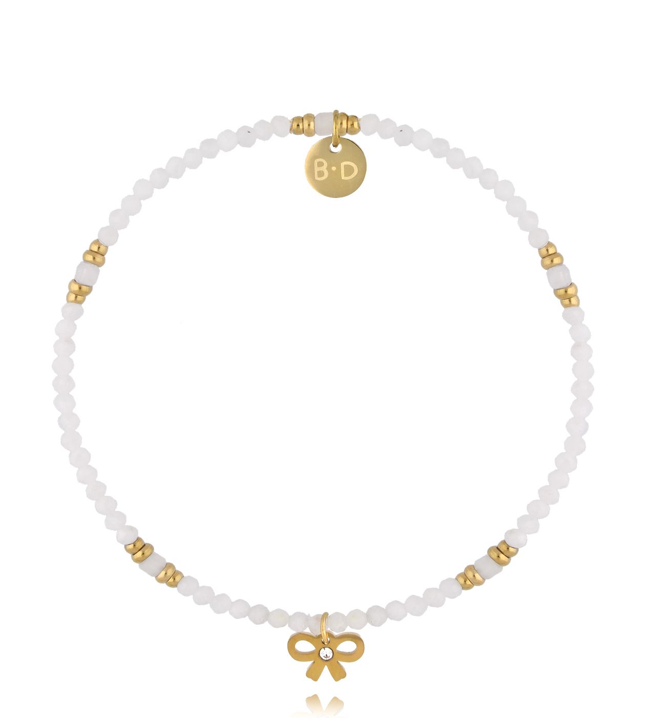 Bransoletka z kamieniami księżycowymi i kokardką BTW3328