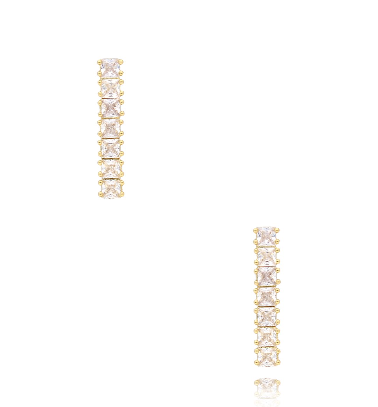 Kolczyki złote pałeczki z cyrkoniami Rosario - By Dziubeka