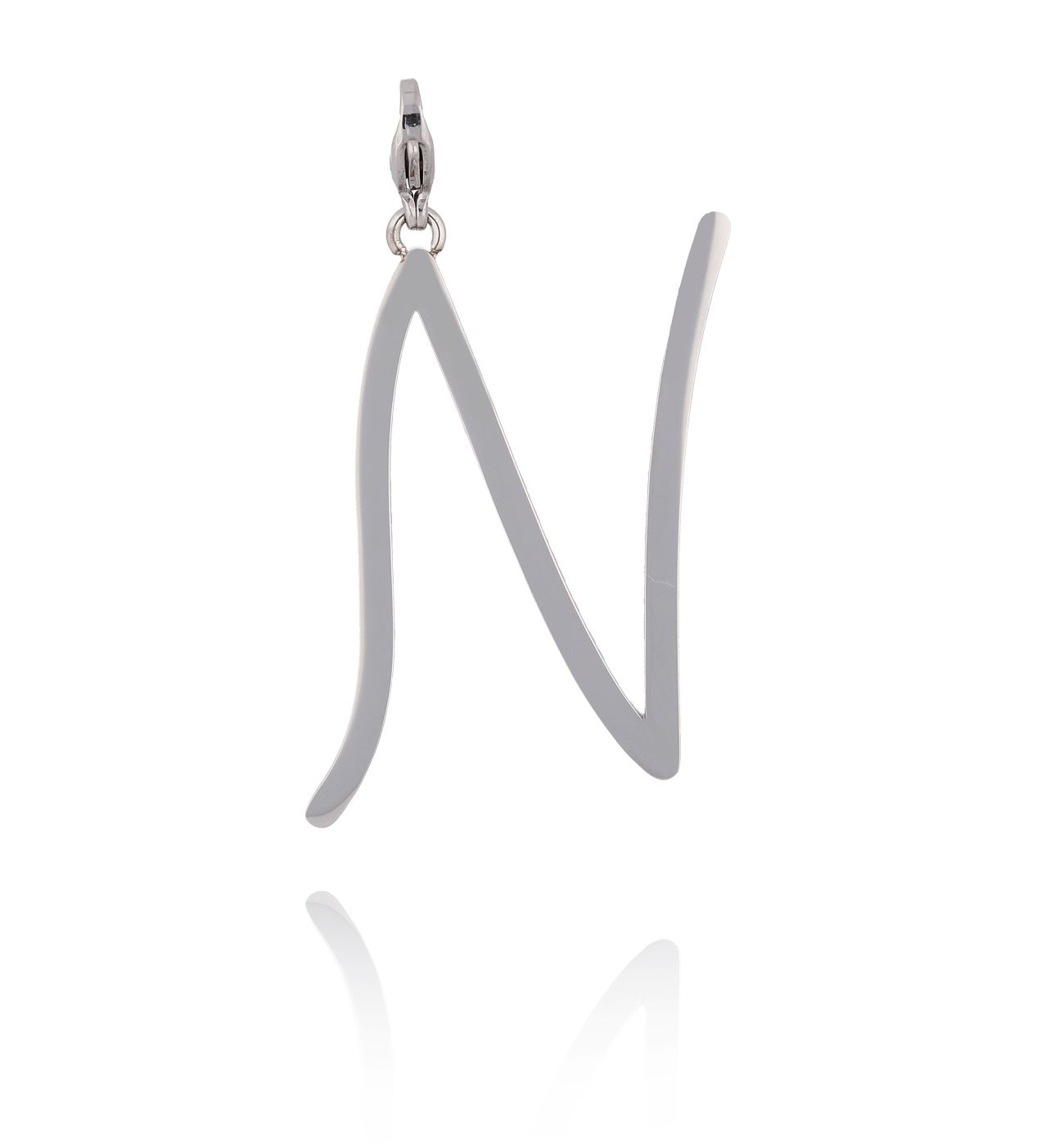 Zawieszka ze stali szlachetnej srebrna literka N Alphabet - By Dziubeka