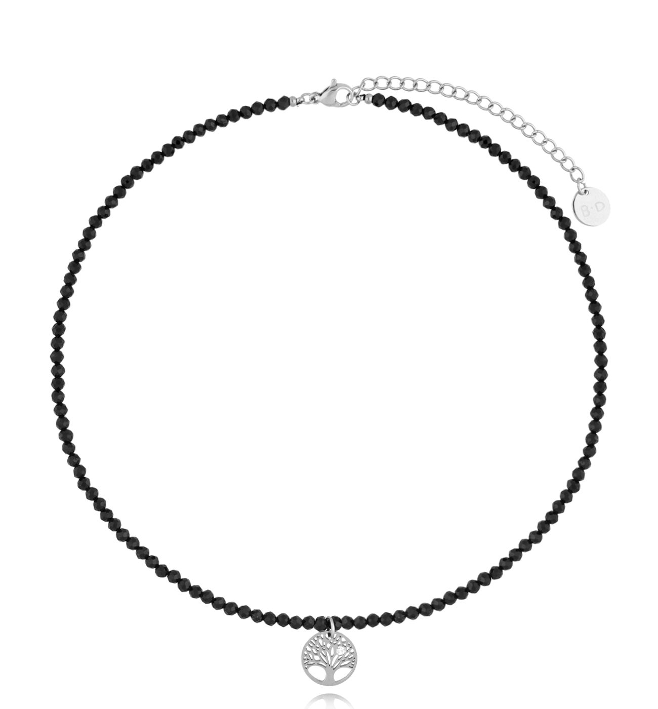 Naszyjnik z turmalinami i srebrną zawieszką z drzewkiem Giselle - By Dziubeka