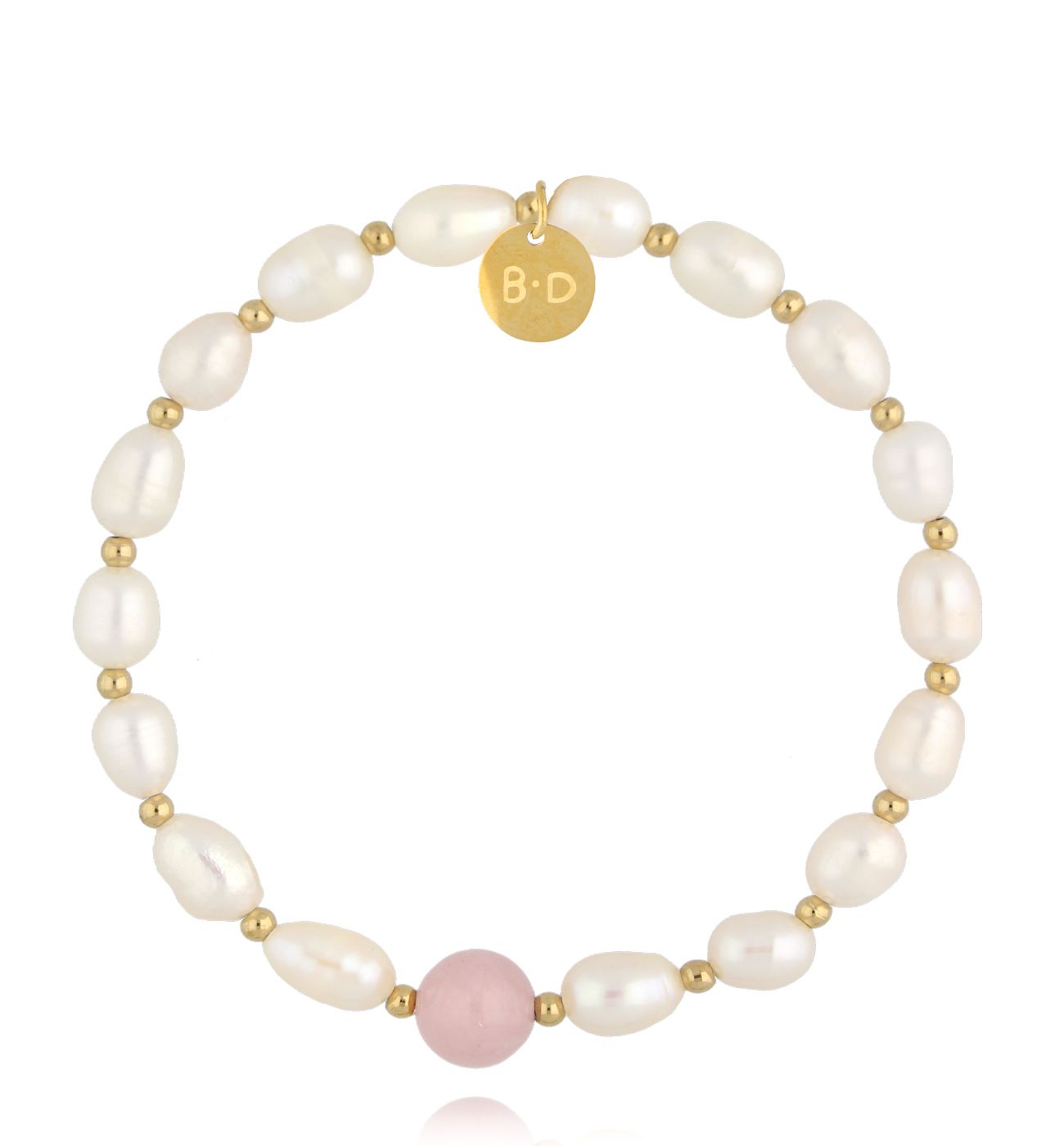 Bransoletka z perłami i kwarcem różowym - By Dziubeka