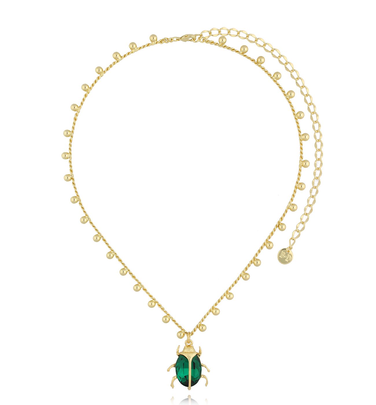 Naszyjnik złoty z zielonym żukiem Siyo NMI0211