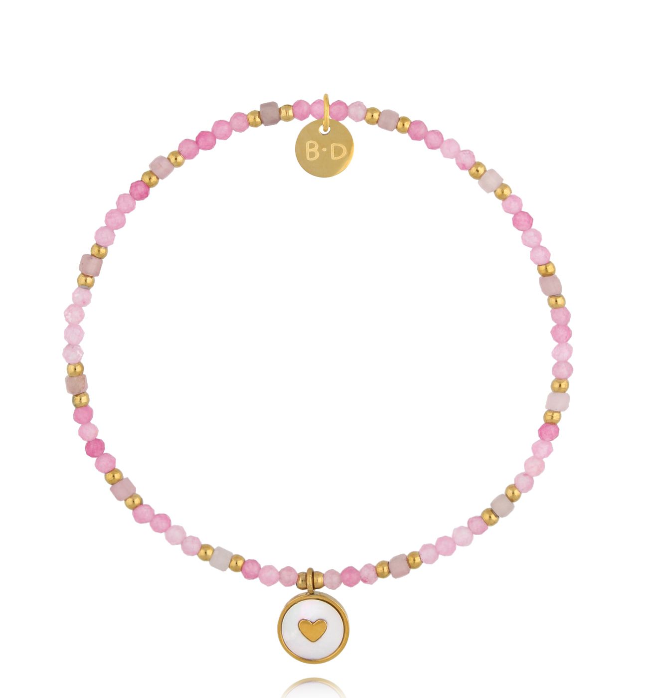 Bransoletka z kwarcami różowymi i serduszkiem BTW3385