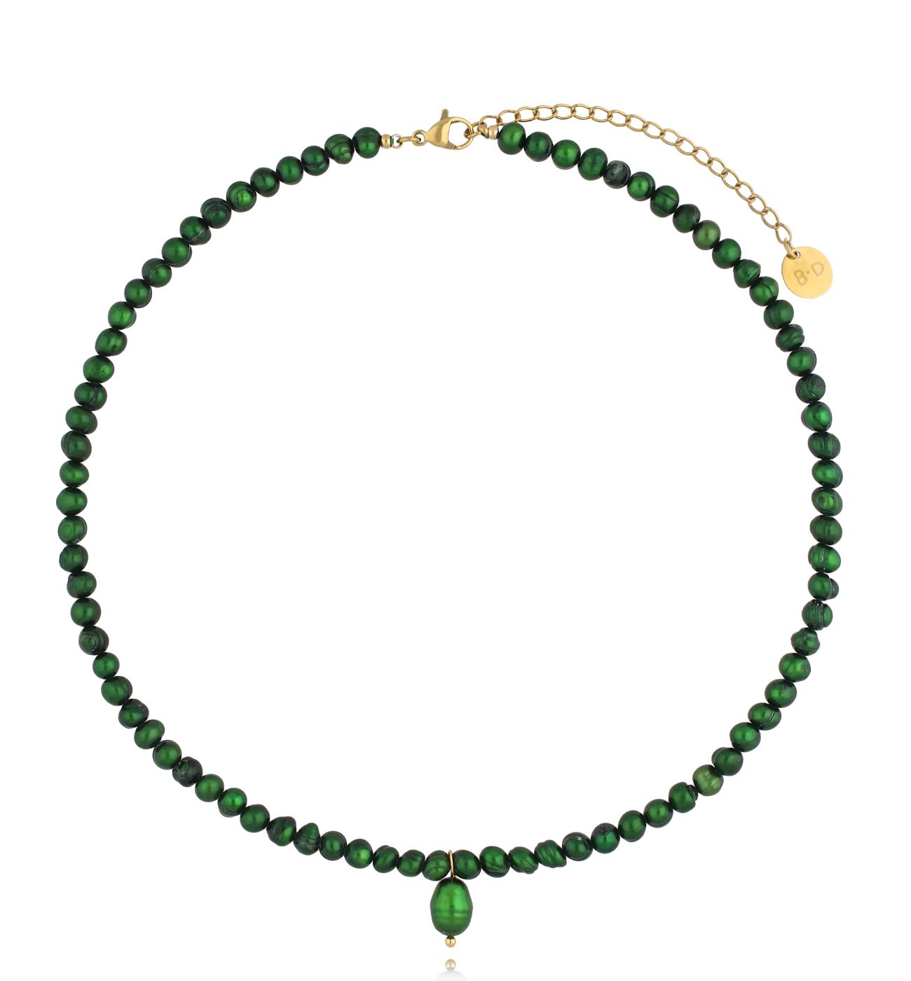 Naszyjnik z zielonymi perłami NPE0240