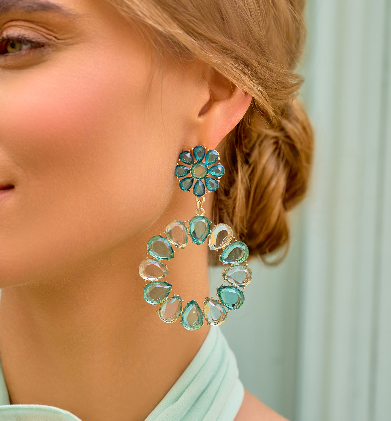 Kolczyki z niebieskimi kryształami Teresina KFF0243 - By Dziubeka