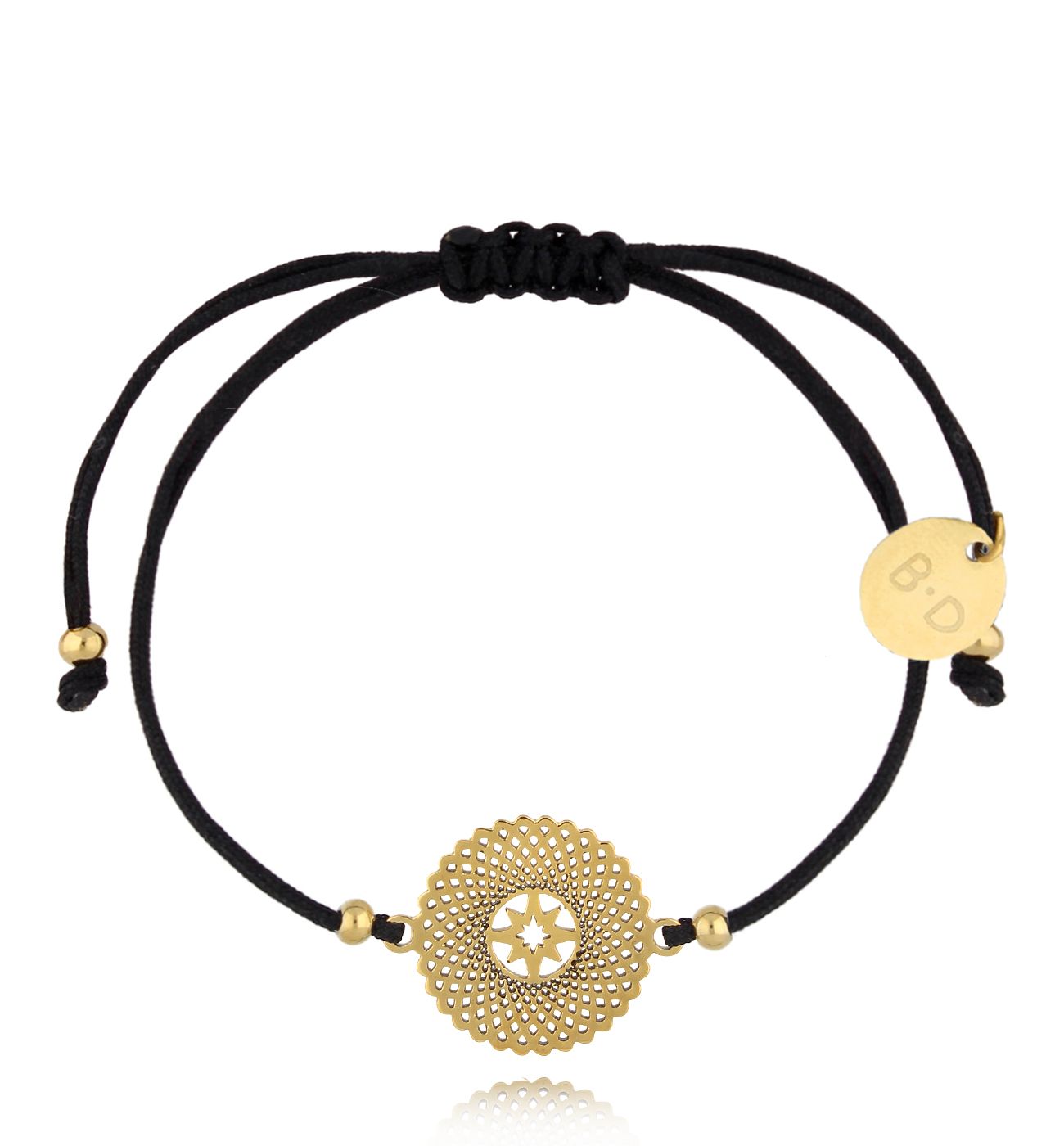 Bransoletka czarna ze złotą rozetką Hariss BGL0970