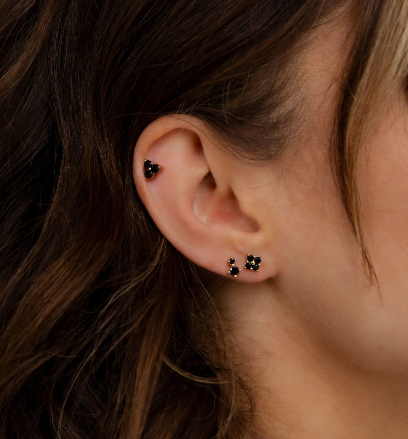 Zestaw kolczyków z czarnymi cyrkoniami Z0432 - By Dziubeka