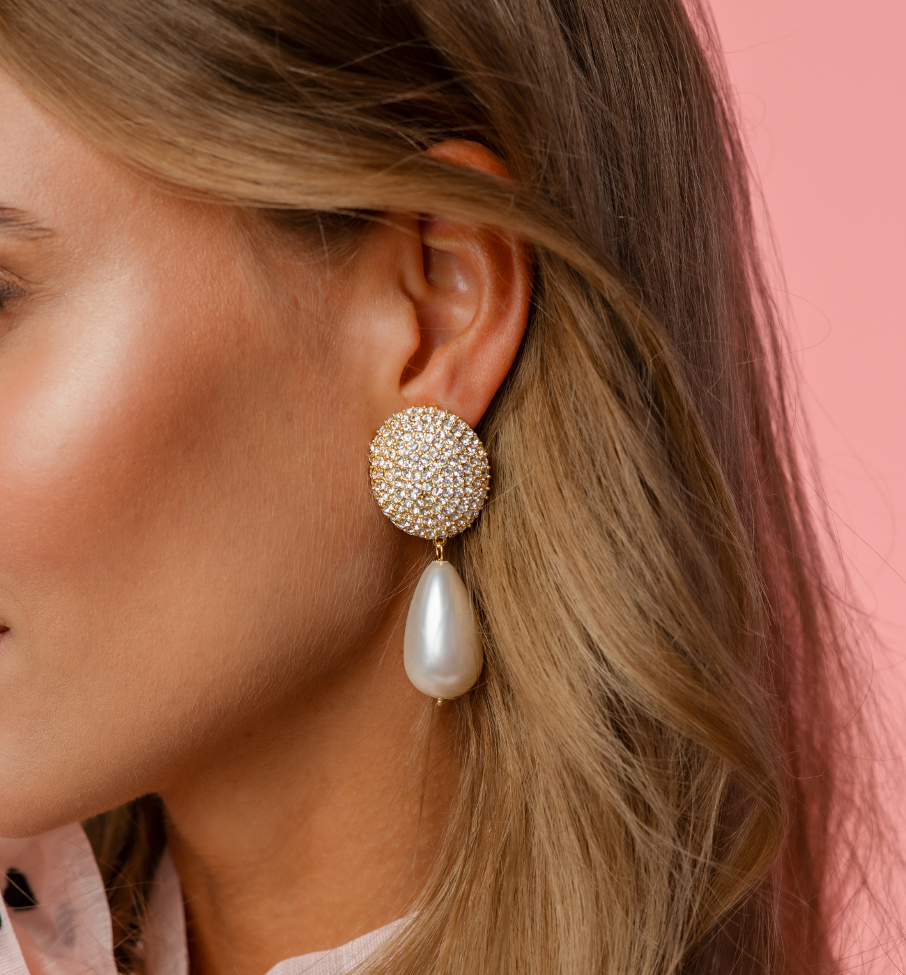 Klipsy z perłami złote - By Dziubeka