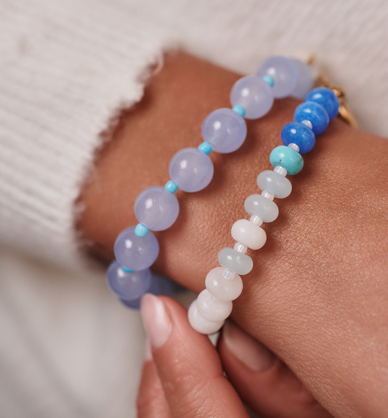 Zestaw bransoletek w odcieniach błękitu ZN0010 - By Dziubeka