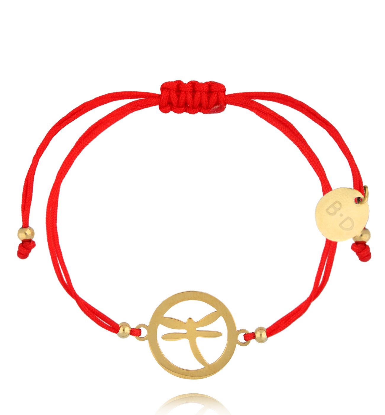Bransoletka czerwona ze złotą ważką Attraction BGL0932 - By Dziubeka