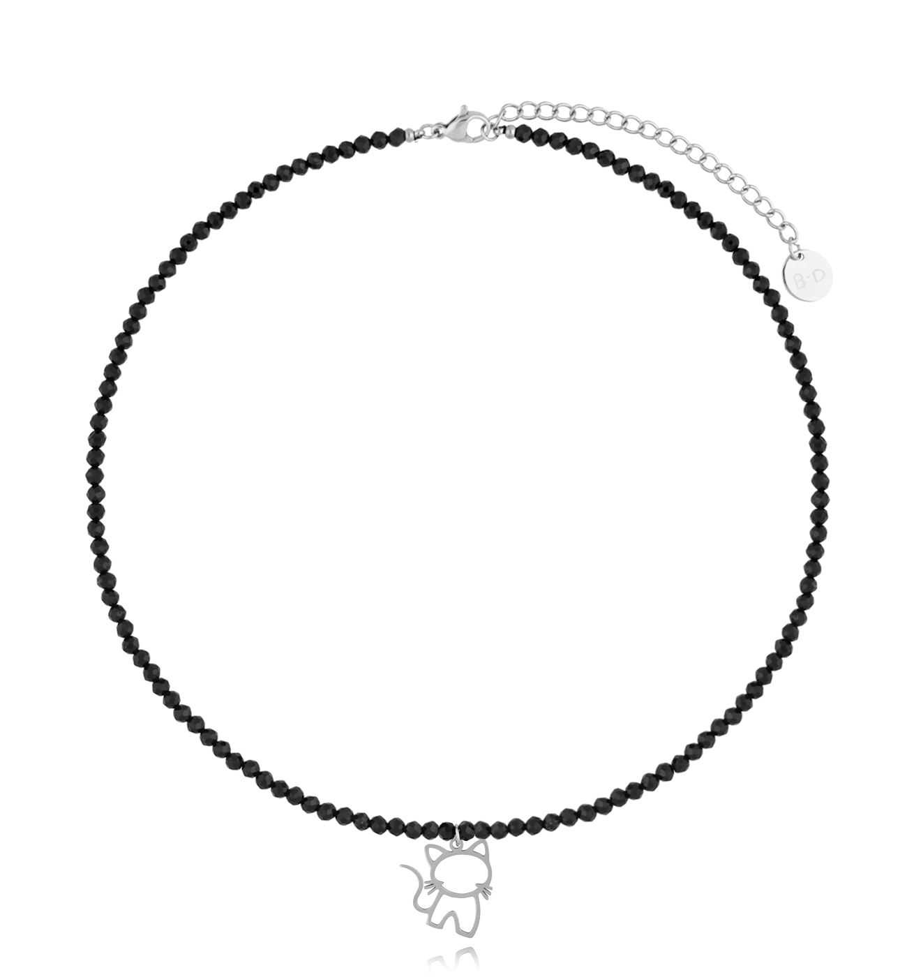 Naszyjnik z turmalinami i srebrnym kotkiem Arnor - By Dziubeka