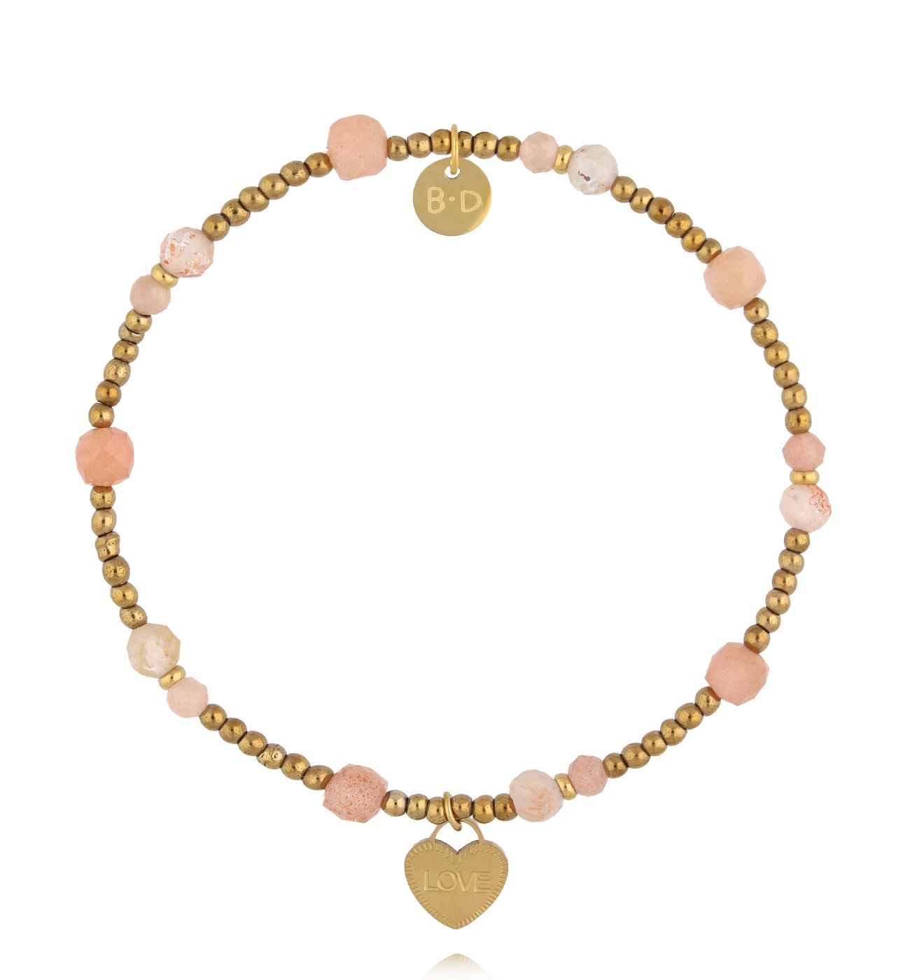 Bransoletka z kamieniami słonecznymi i sercem - By Dziubeka