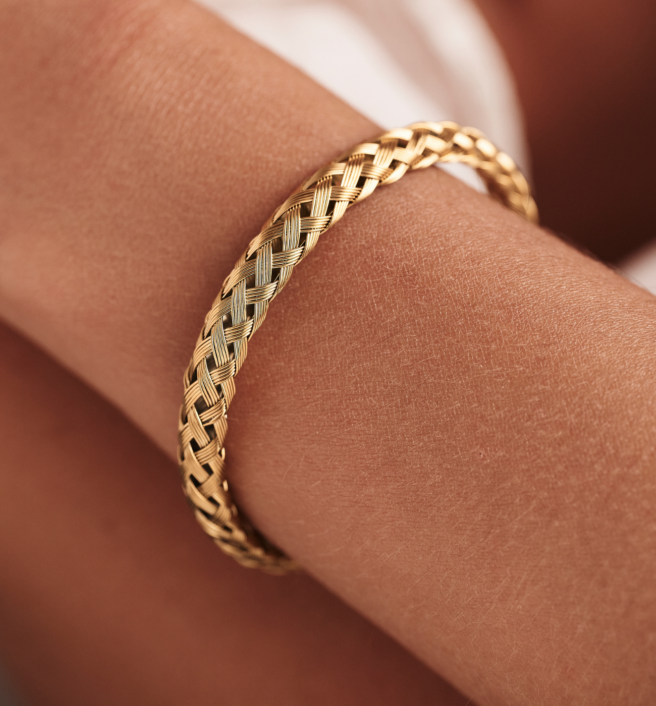 Bransoletka obręcz złota z plecionki BSY0444 - By Dziubeka