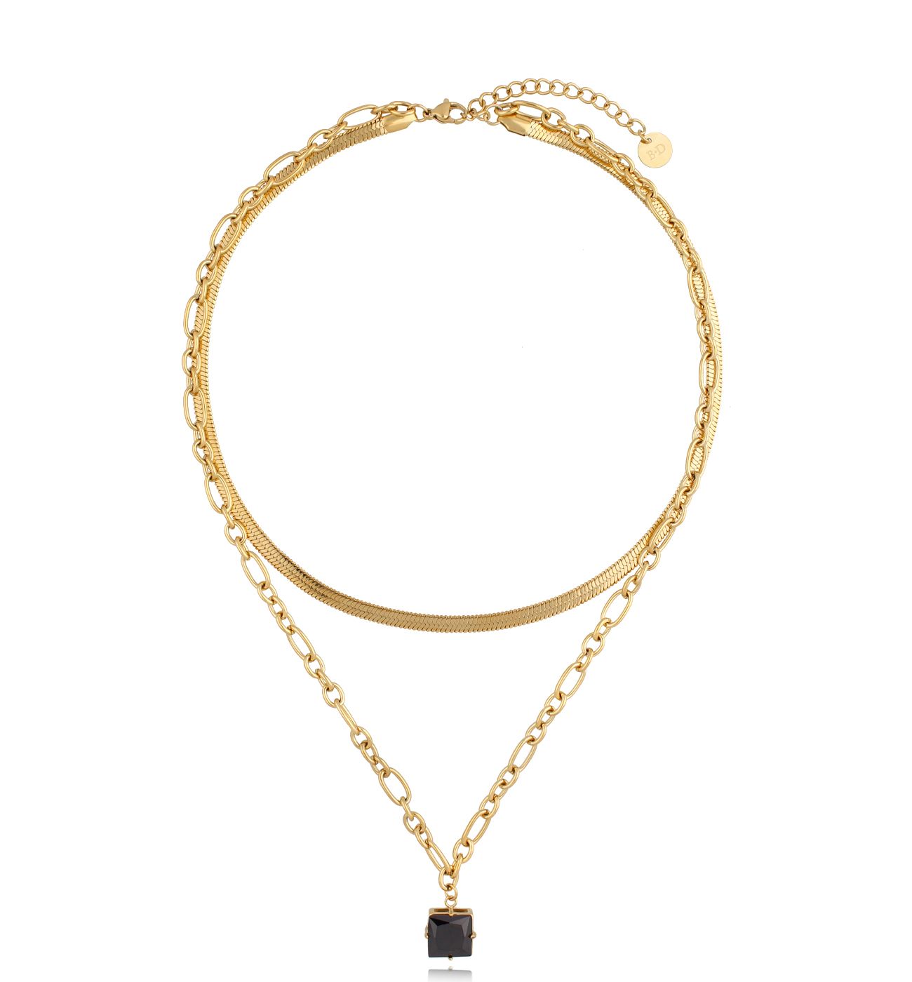 Naszyjnik złoty z czarnym kryształkiem Selene NSA0622