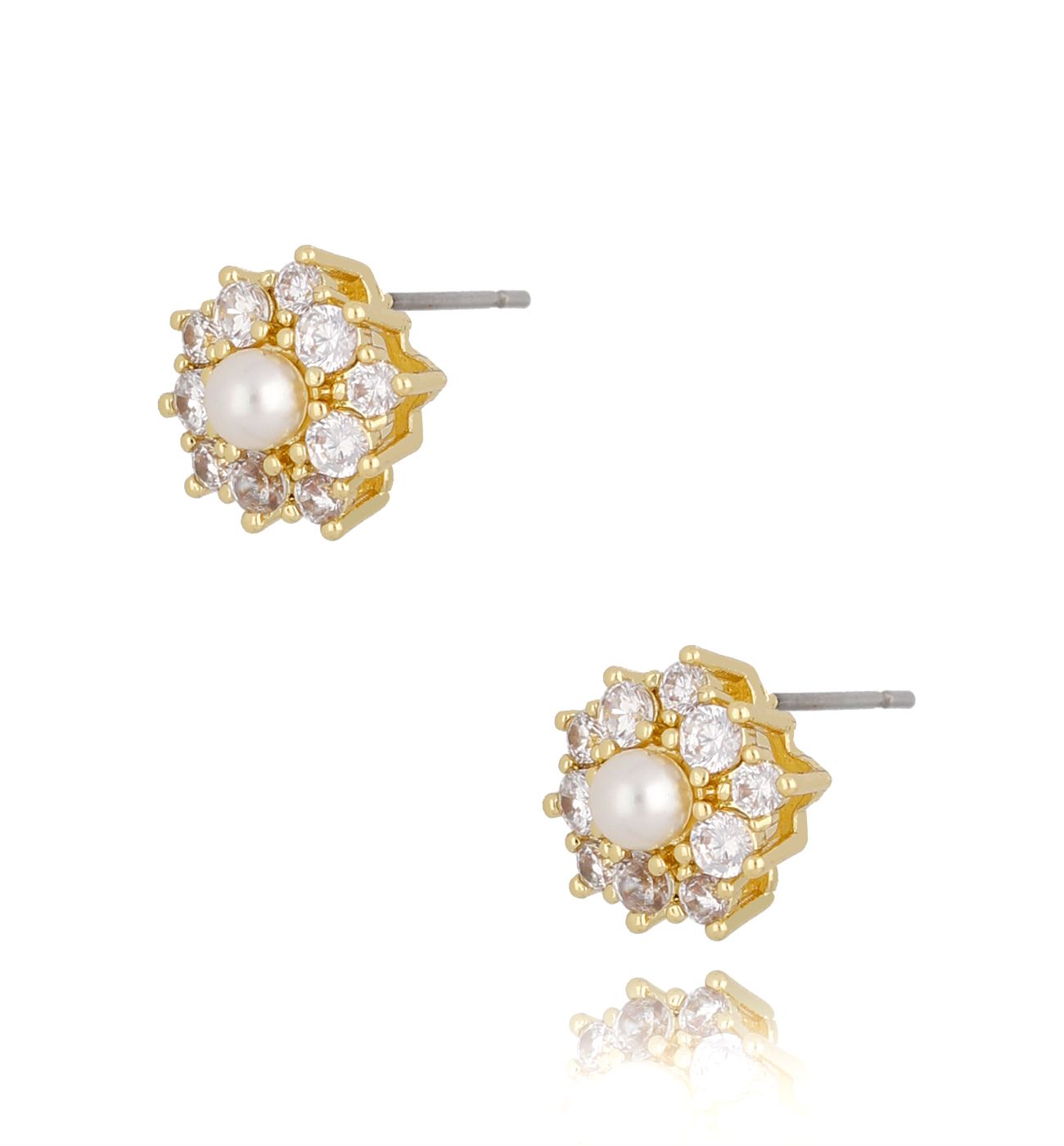 Kolczyki złote z kryształkami i perłą Suzie KSS0955