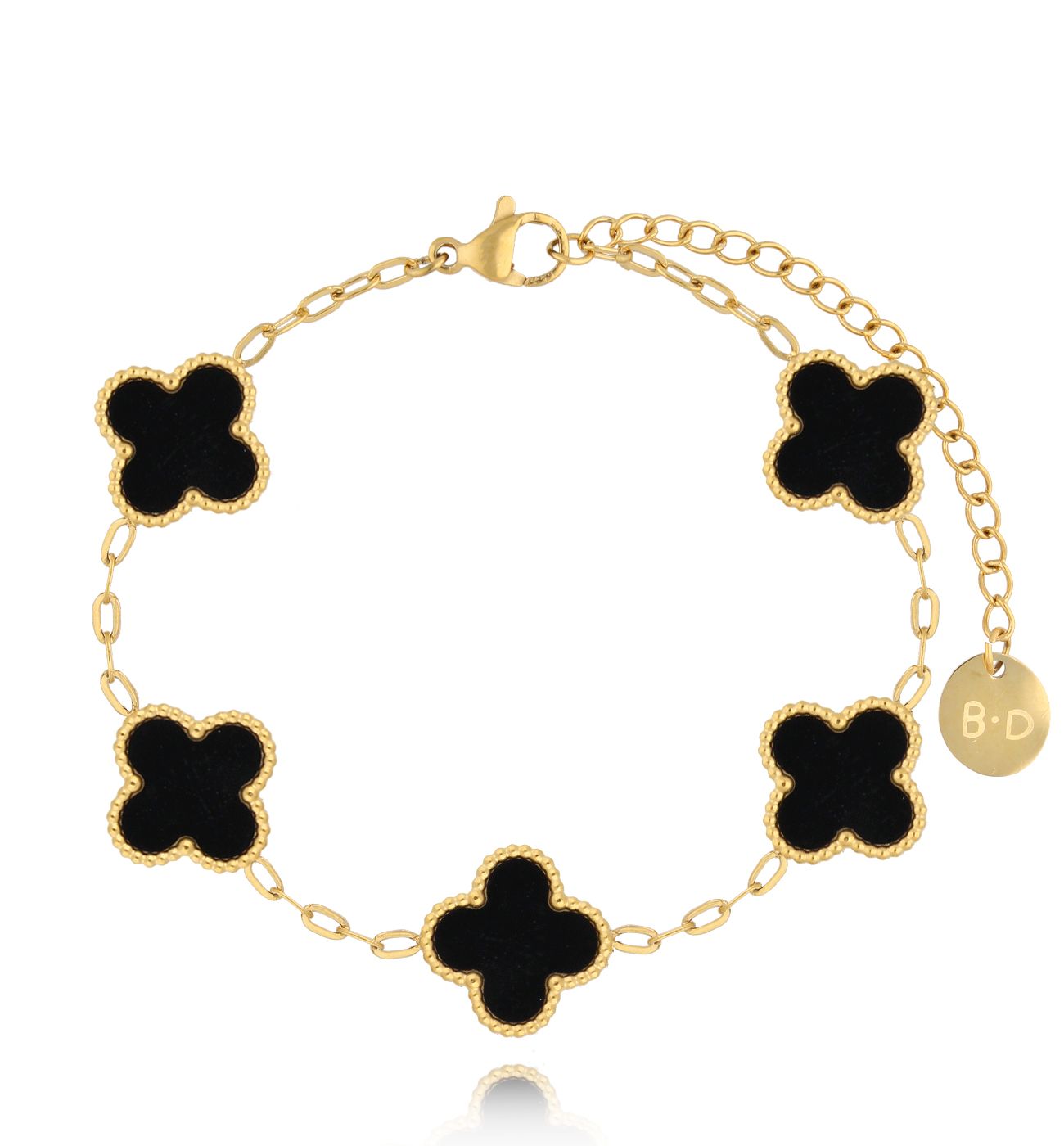 Bransoletka z czarnymi koniczynkami Clovers BSY0054 - By Dziubeka