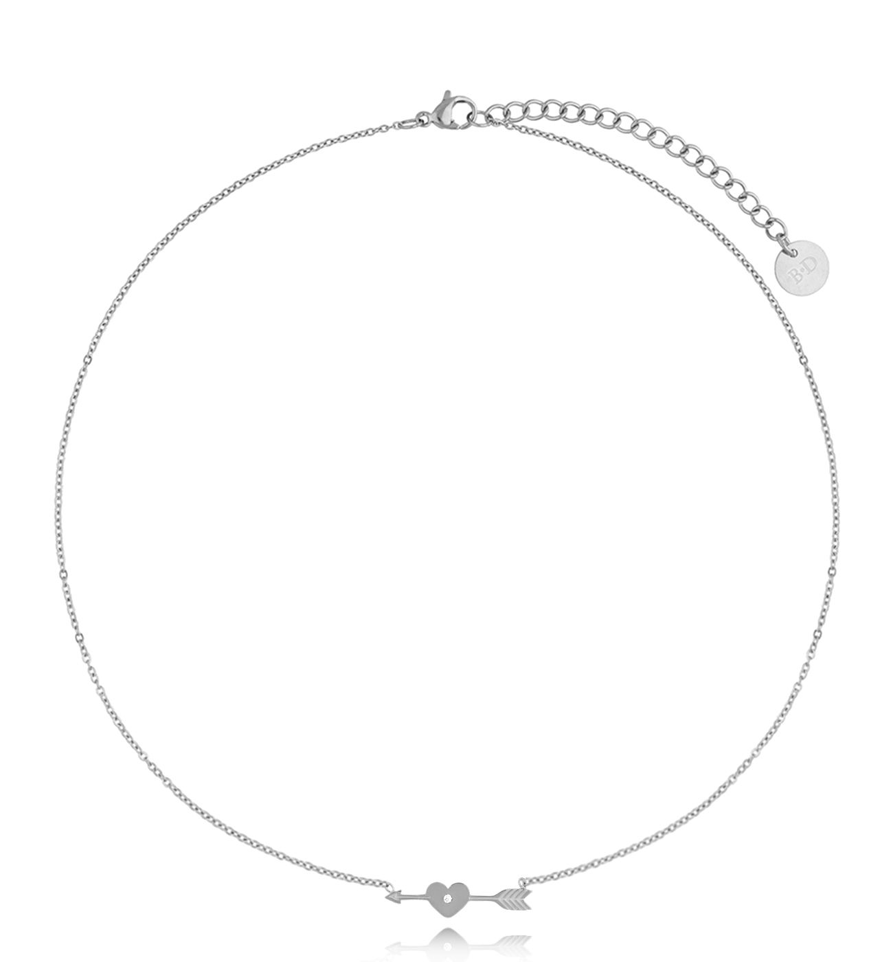 Naszyjnik srebrny z sercem i strzałą Fervor NSA0634