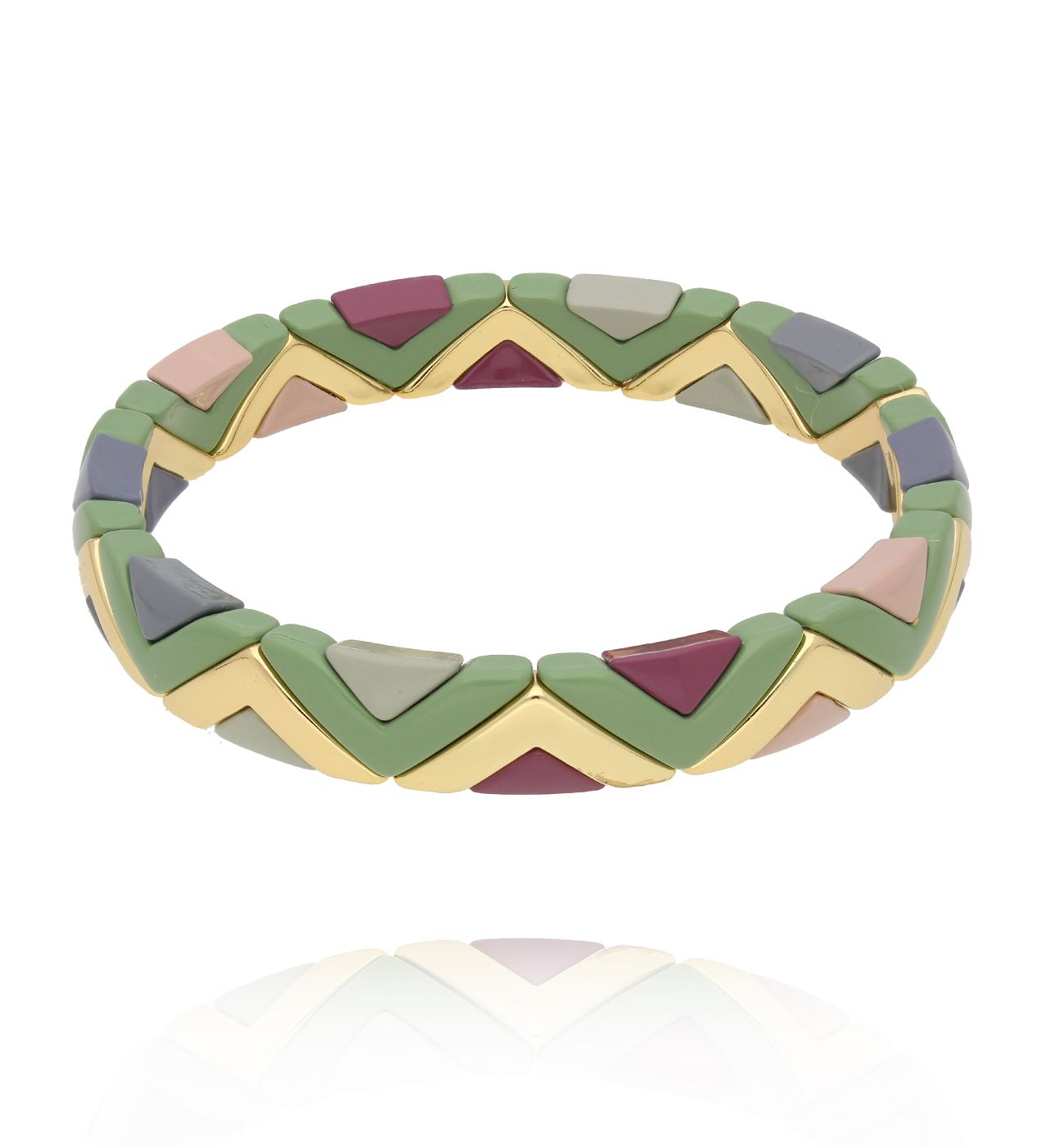 Bransoletka zielono-fioletowa z trójkątnymi elementami BCR0001 - By Dziubeka