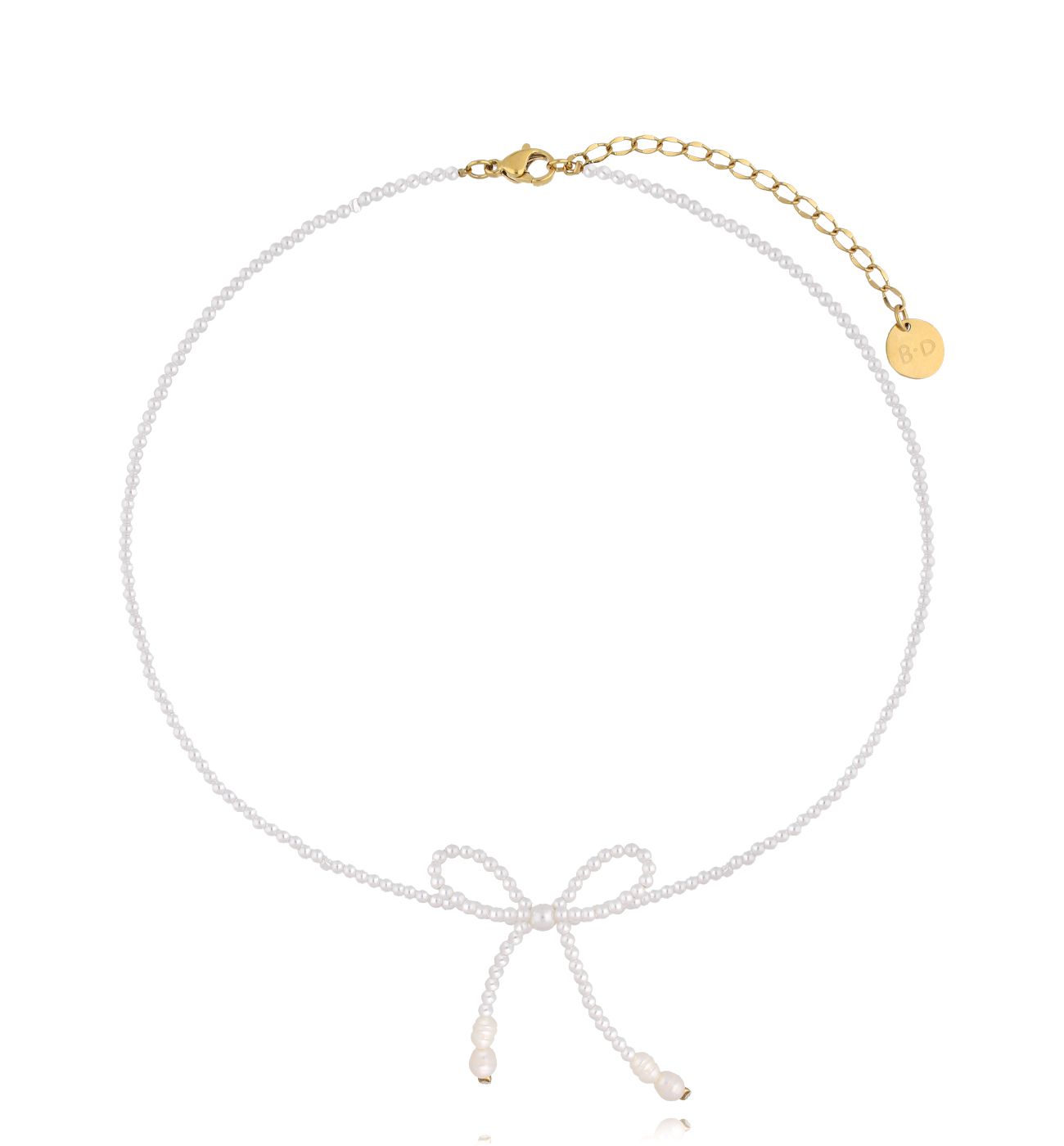 Naszyjnik z perełkami i kokardką NSY0437 - By Dziubeka