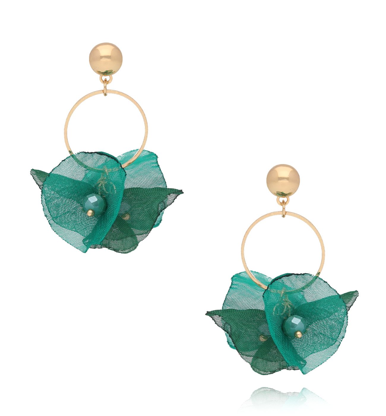 Kolczyki zielone z szyfonu Feverfew - By Dziubeka