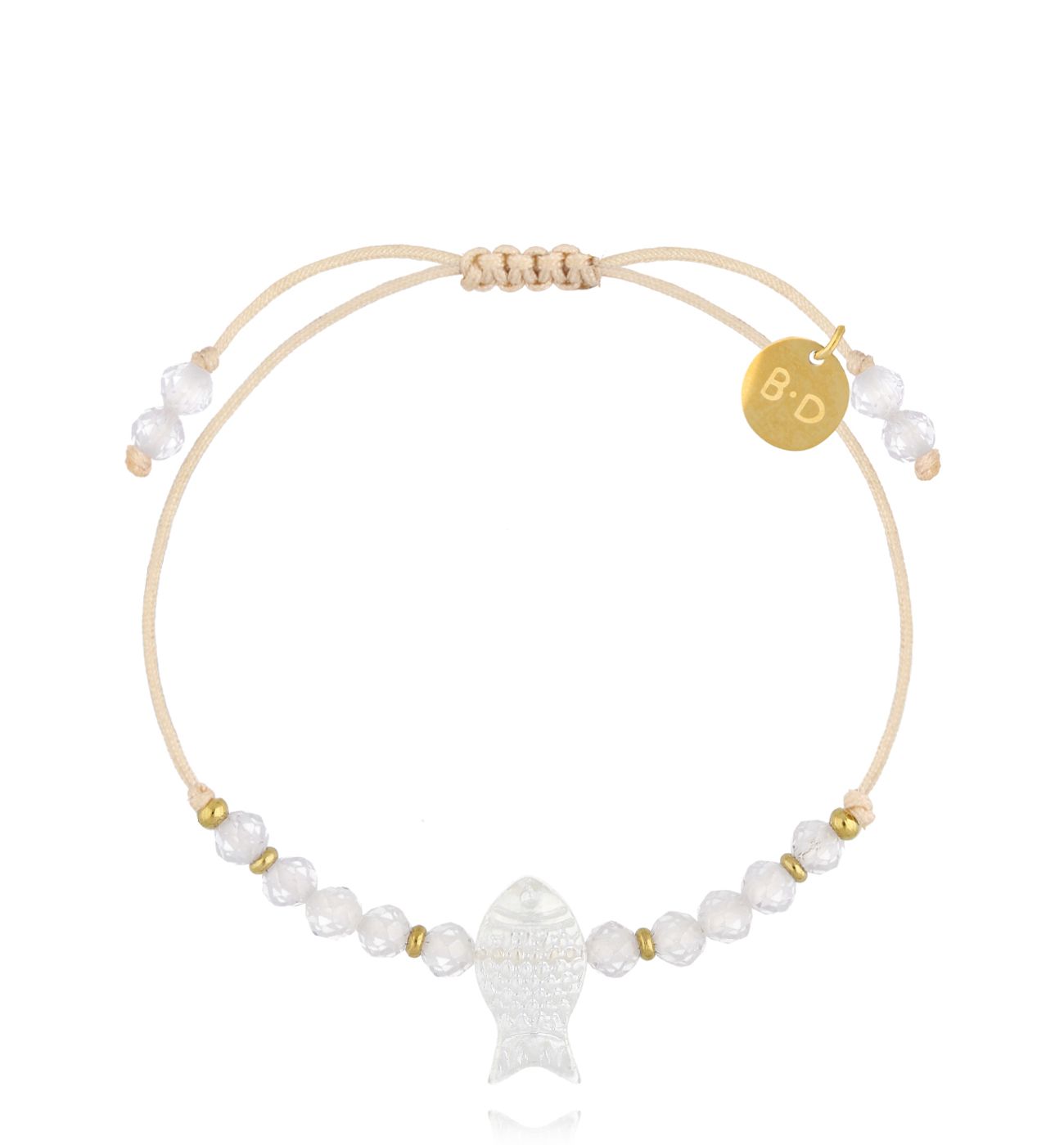 Bransoletka z rybką i kwarcami BMT0195 - By Dziubeka