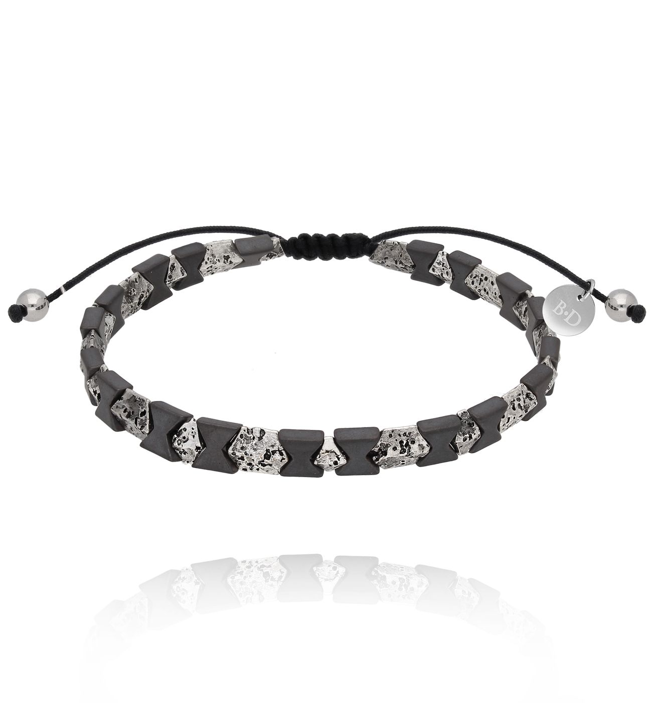 Bransoletka z kostkami lawy i hematytu męska 14 - By Dziubeka