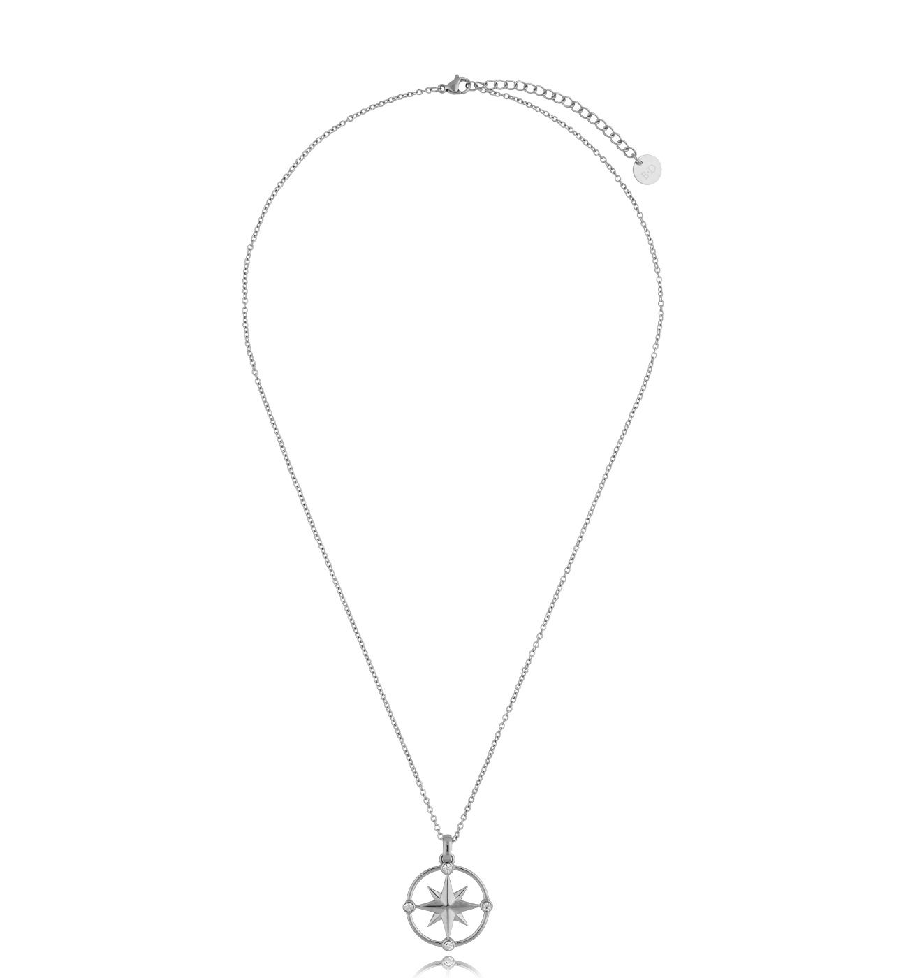 Naszyjnik róża wiatrów z cyrkoniami srebrny Atlantic NSA0306