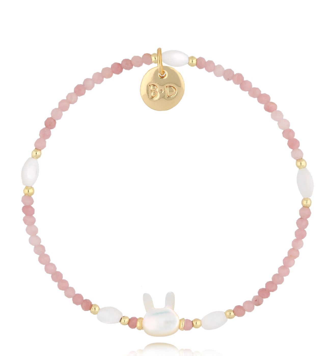 Bransoletka z różowymi opalami i króliczkiem Pink Bunny - By Dziubeka